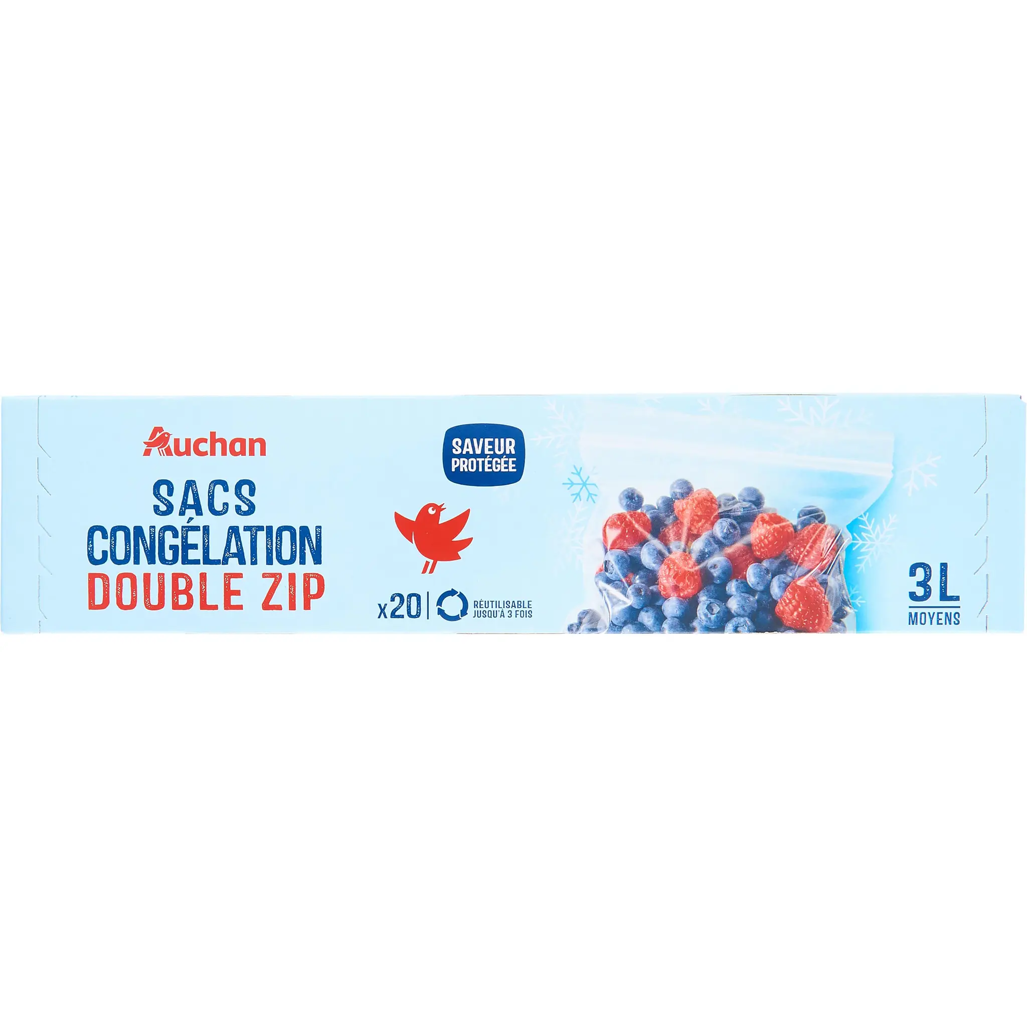AUCHAN Sacs de congélation fermeture à zip 3L