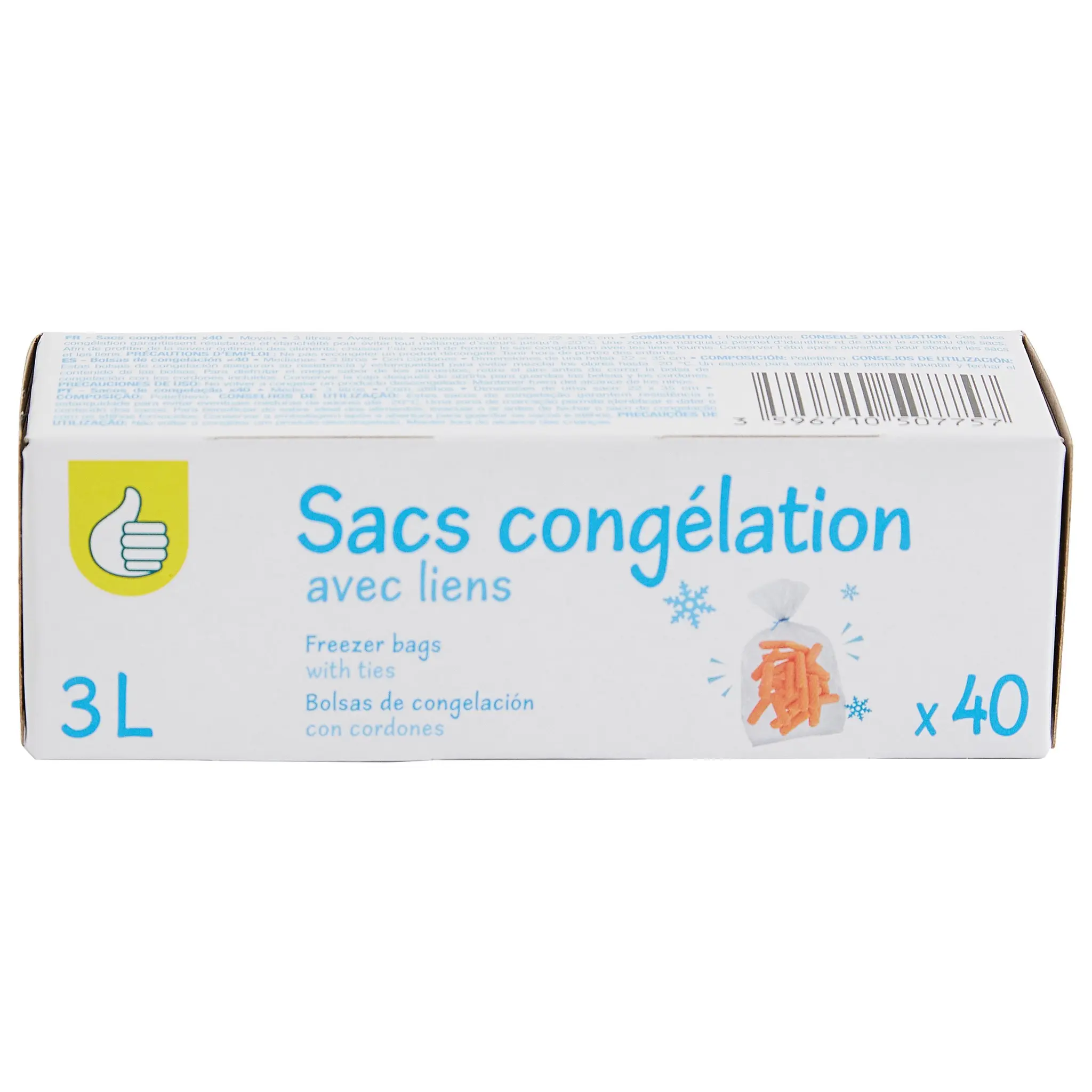 POUCE Sacs de congélation avec liens 3L