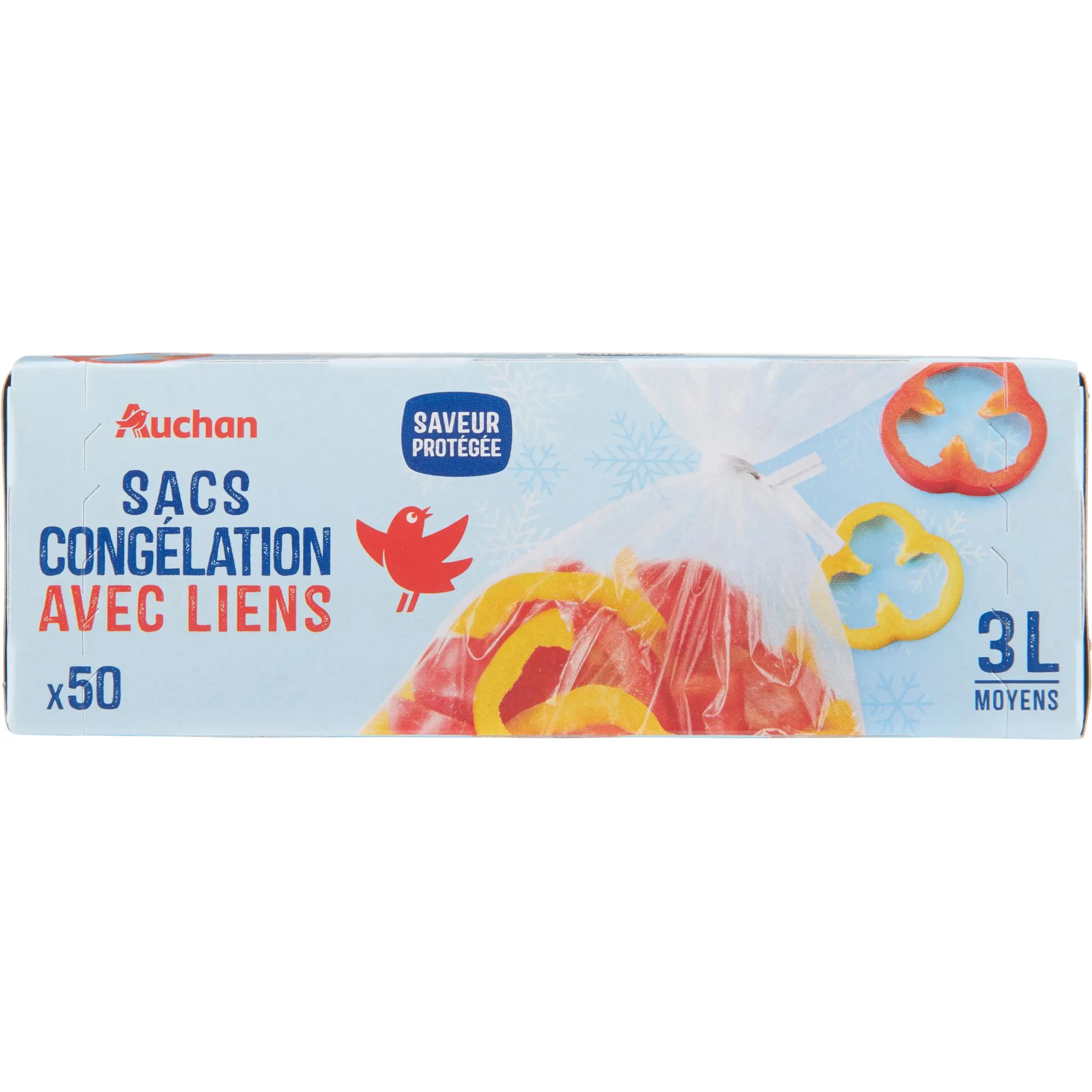 AUCHAN Sacs de congélation avec liens 3L