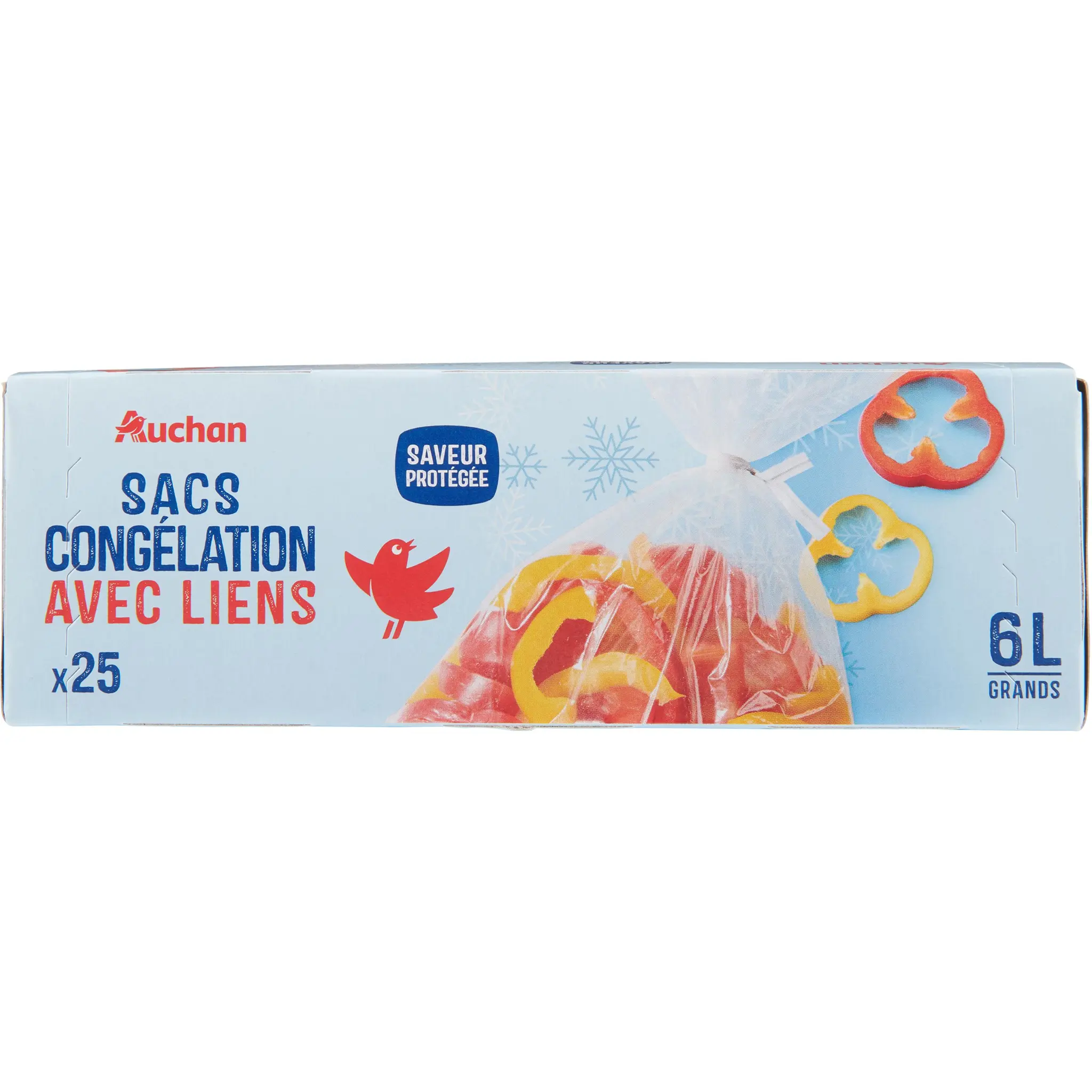 AUCHAN Sacs de congélation avec liens 6L