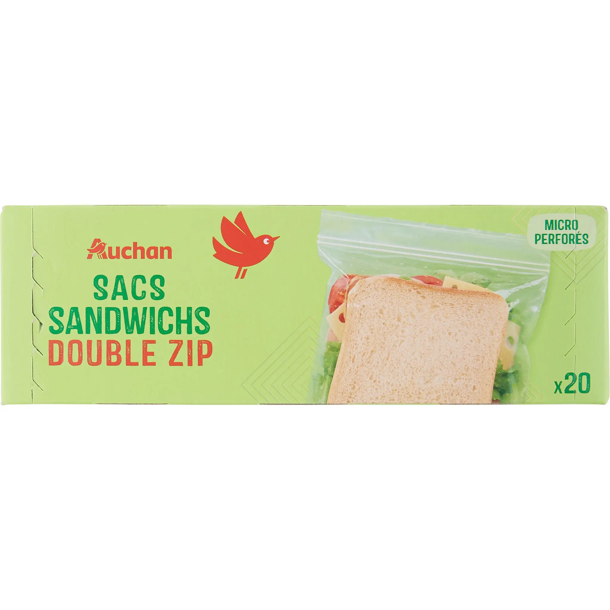 AUCHAN Sacs sandwich avec zip