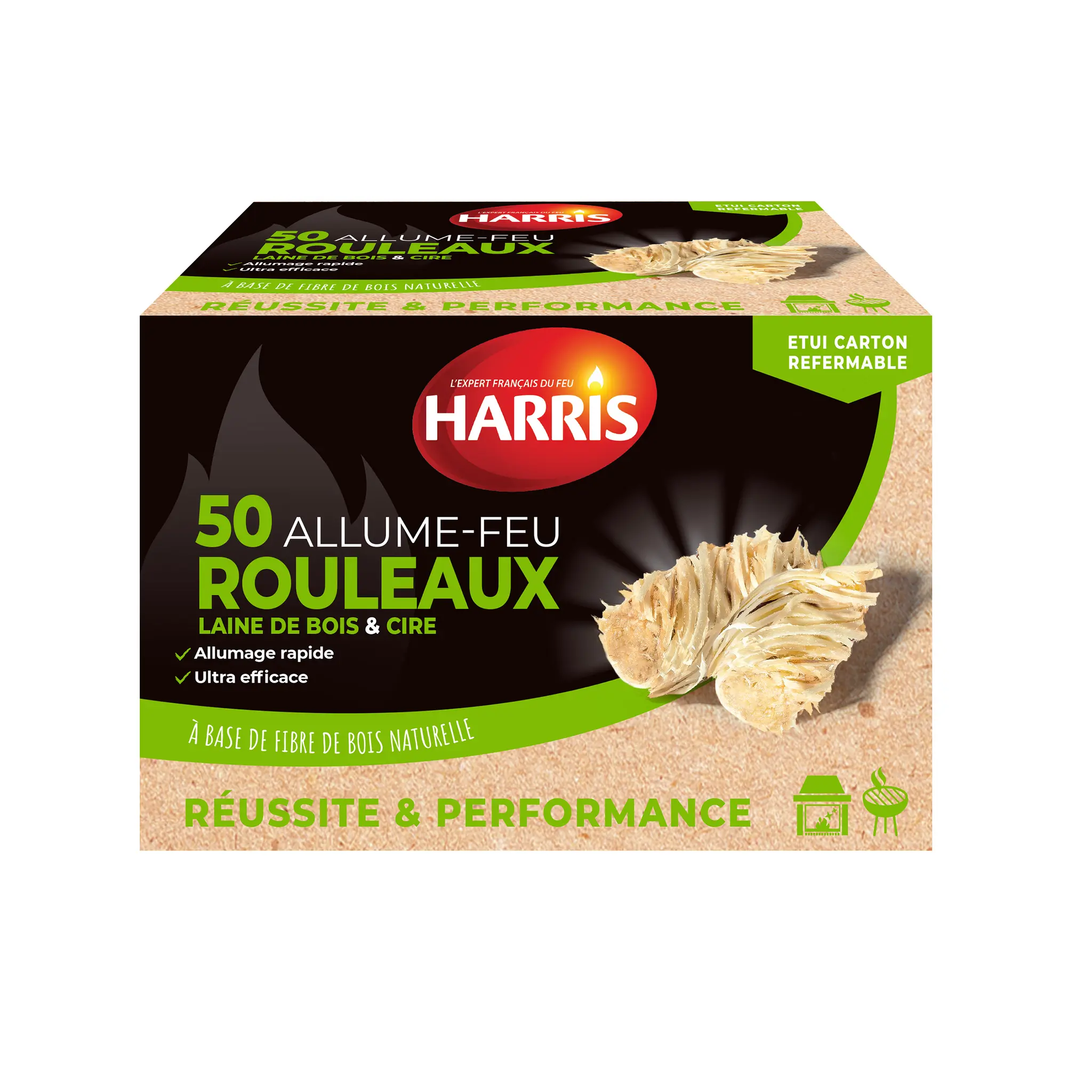 HARRIS Allume-feux rouleaux de laine de bois et cire