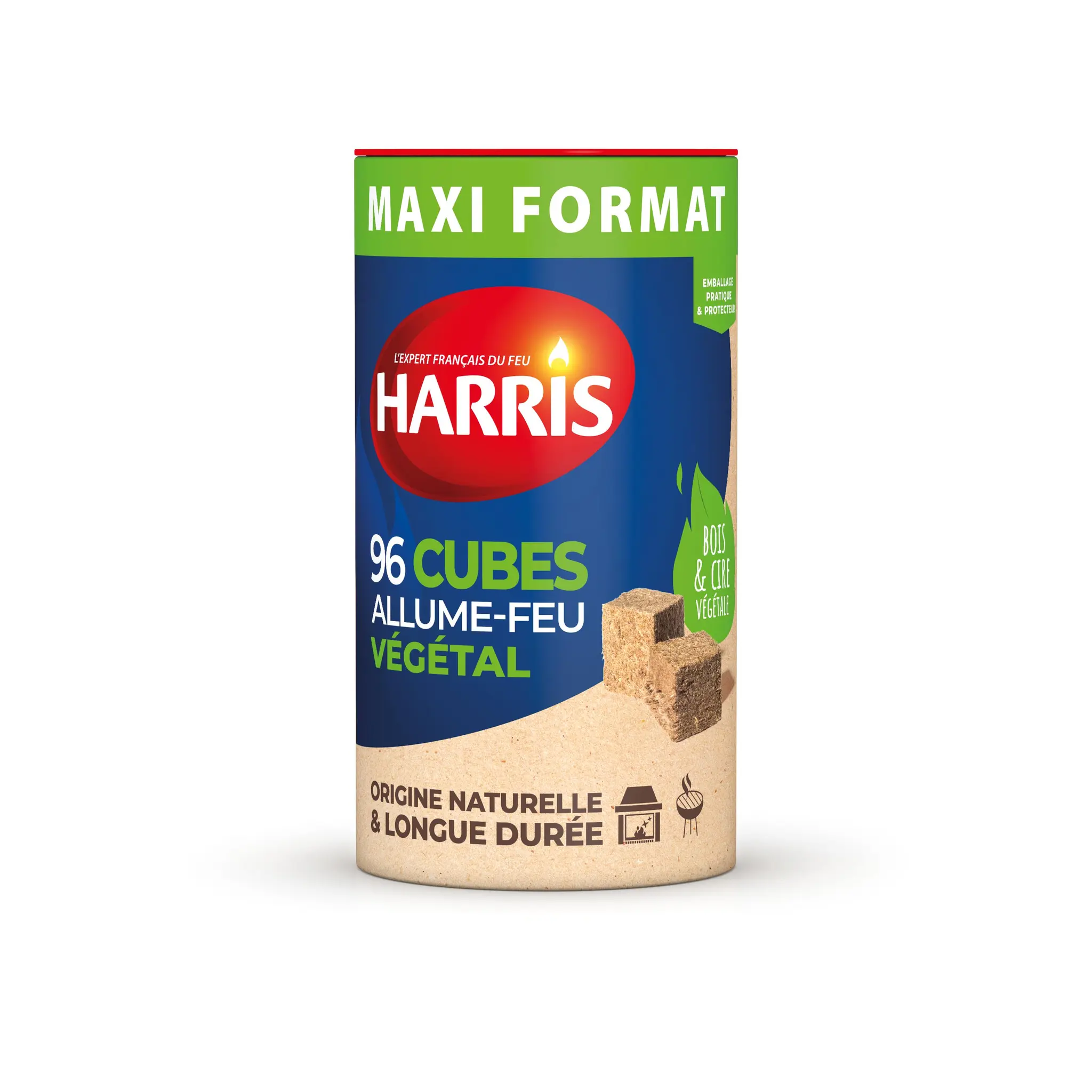 HARRIS Ccylindre cubes naturels allumes feux vegetal
