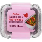AUCHAN Barquettes aluminium profondes avec couvercles