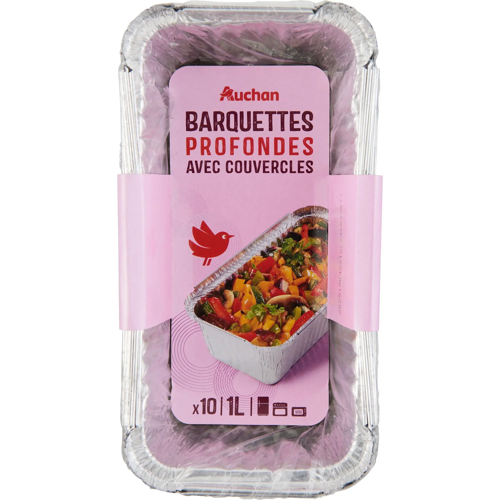 AUCHAN Barquettes profondes avec couvercles 1L