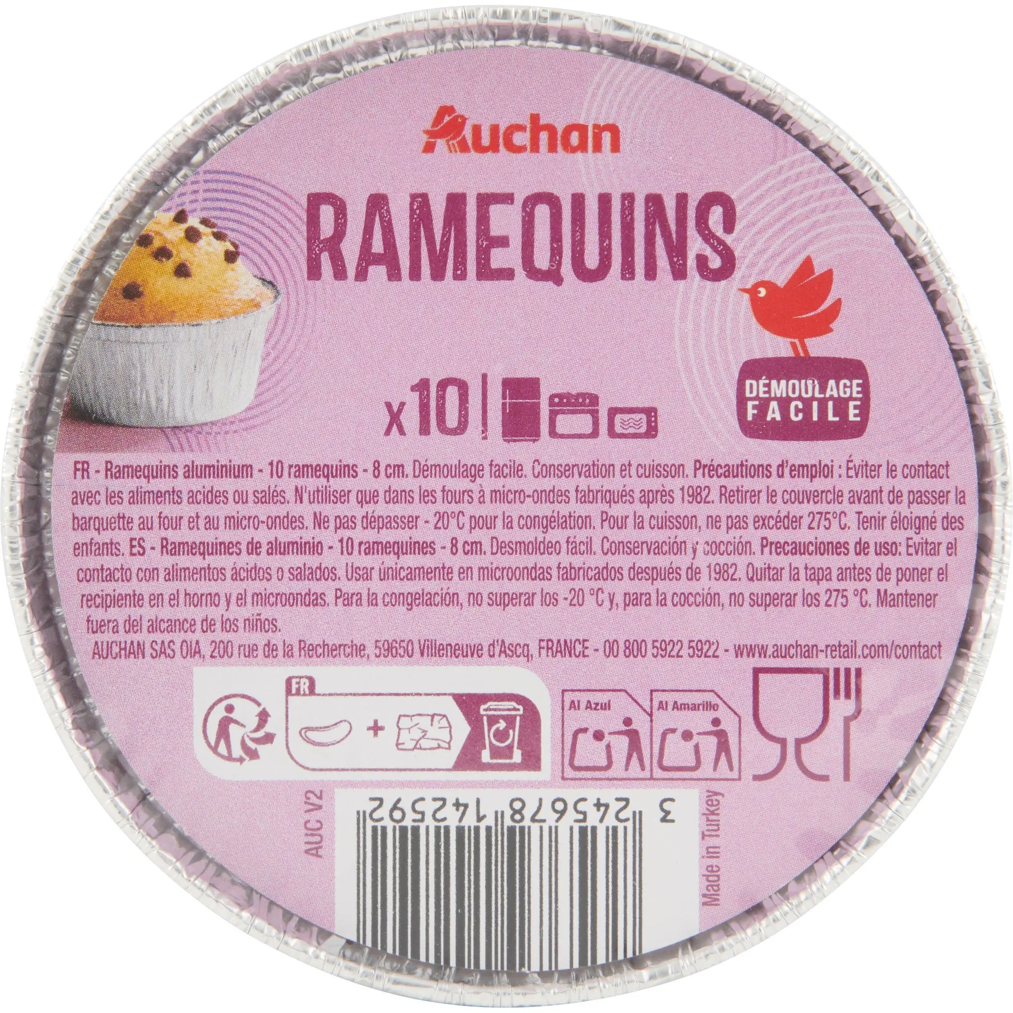AUCHAN Moules aluminium spécial muffin 8.5cm