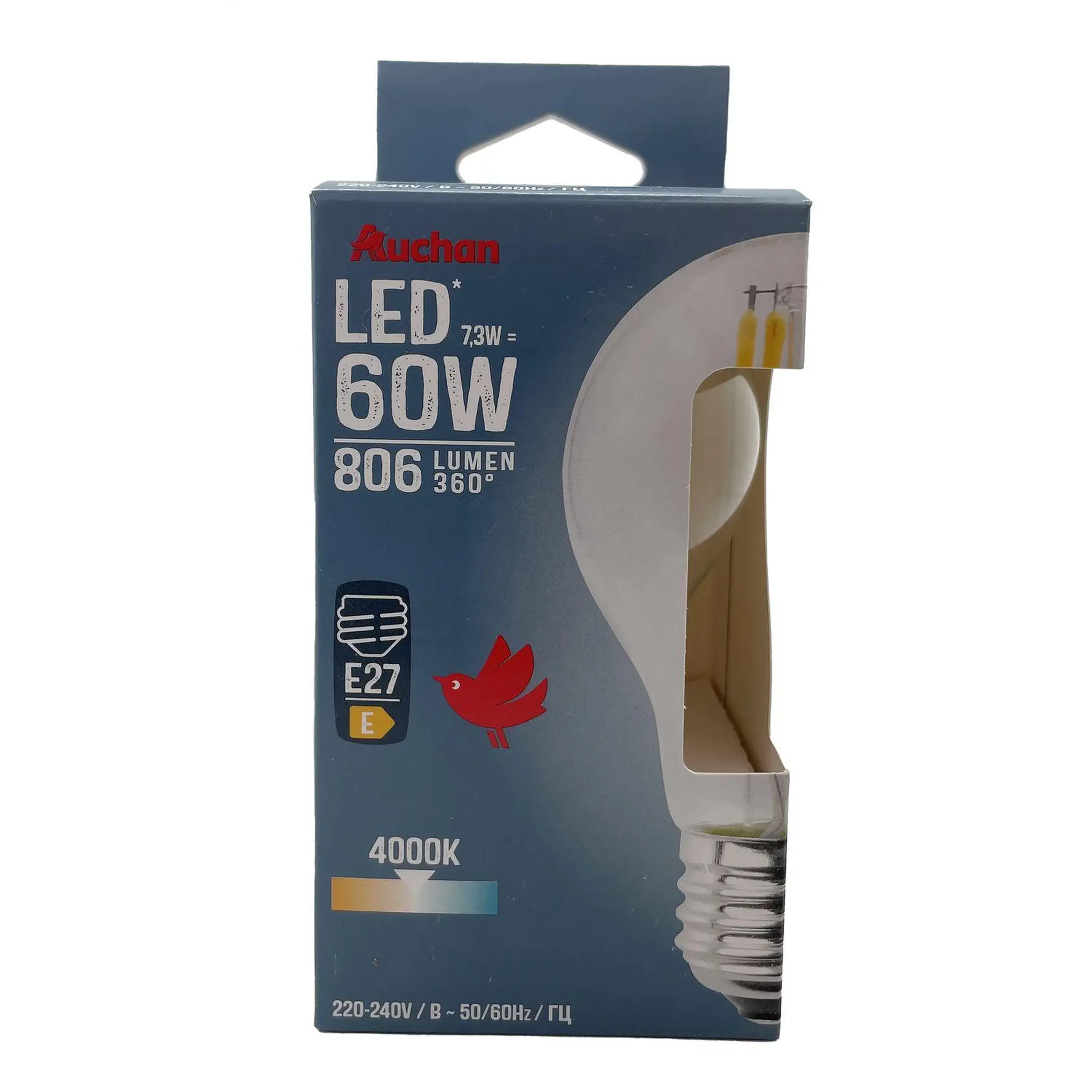 AUCHAN Ampoule LED standard E27 60 W - Blanc froid