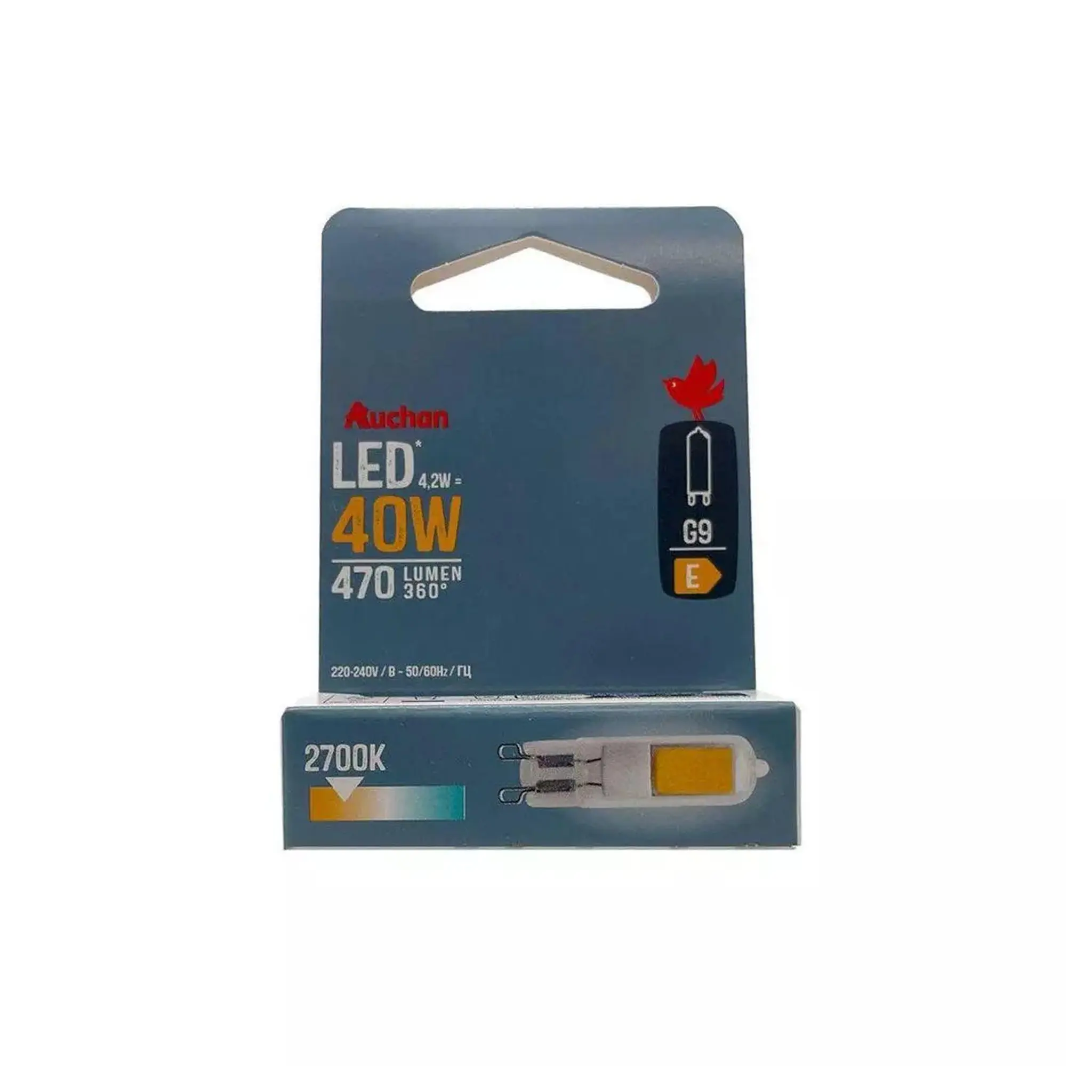 AUCHAN Ampoule LED Capsule G9 40W - Blanc chaud