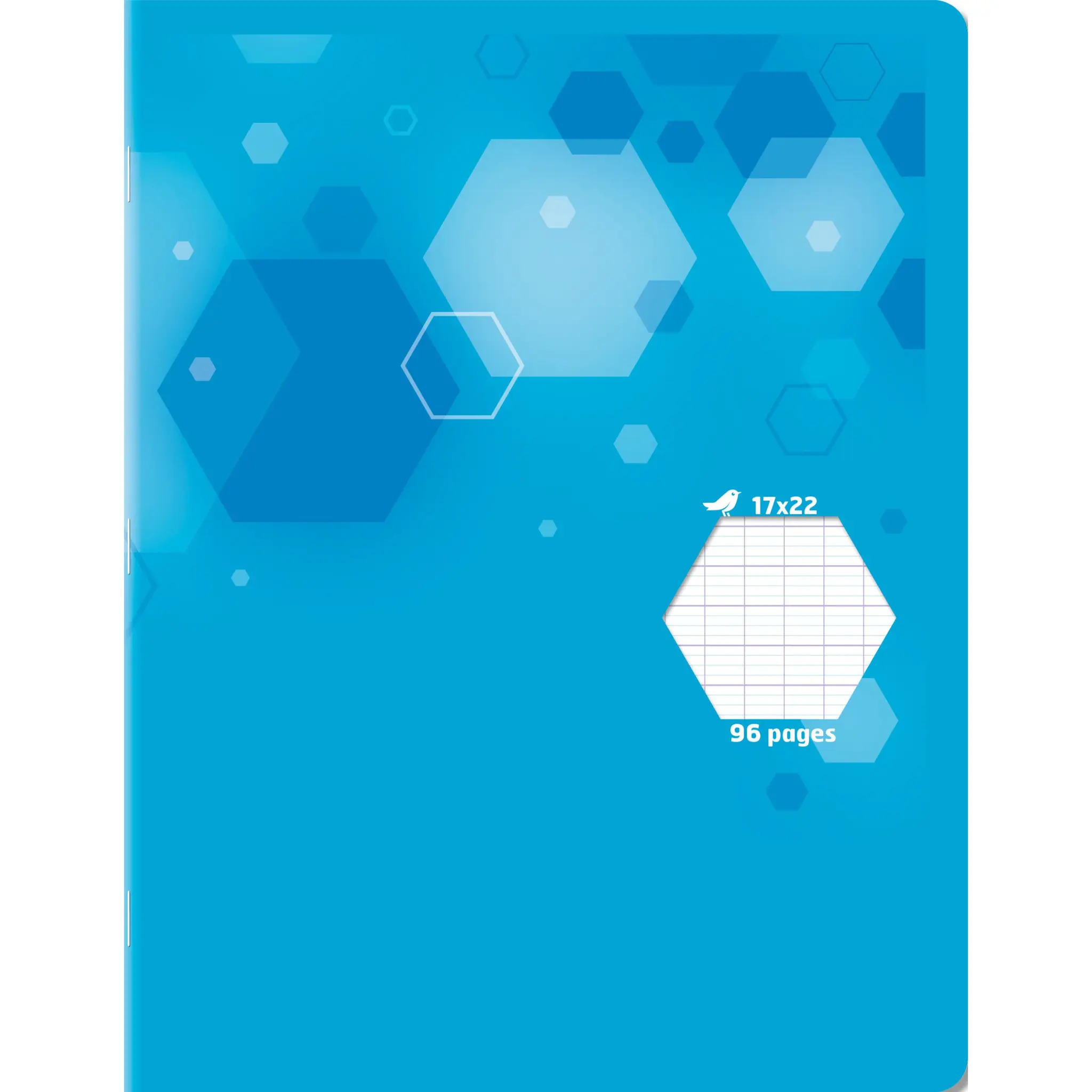 AUCHAN Cahier piqure polypro 96 pages 90g 17x22cm Seyes - Bleu