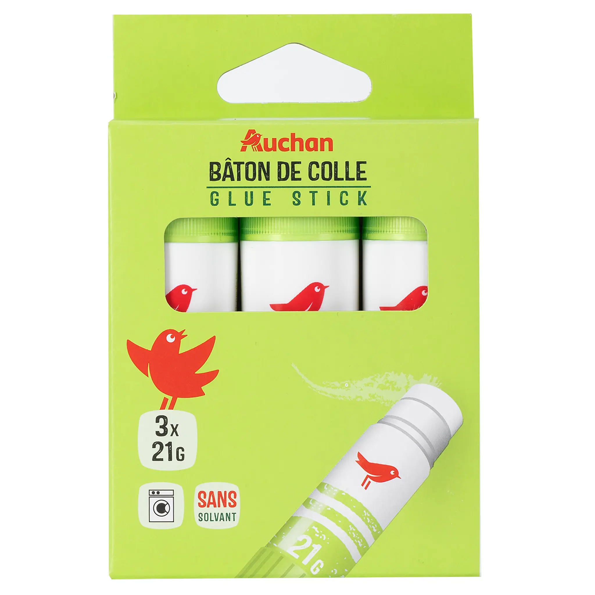 AUCHAN Lot de 3 bâtons de colle 21g