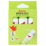 AUCHAN Lot de 3 bâtons de colle 21g