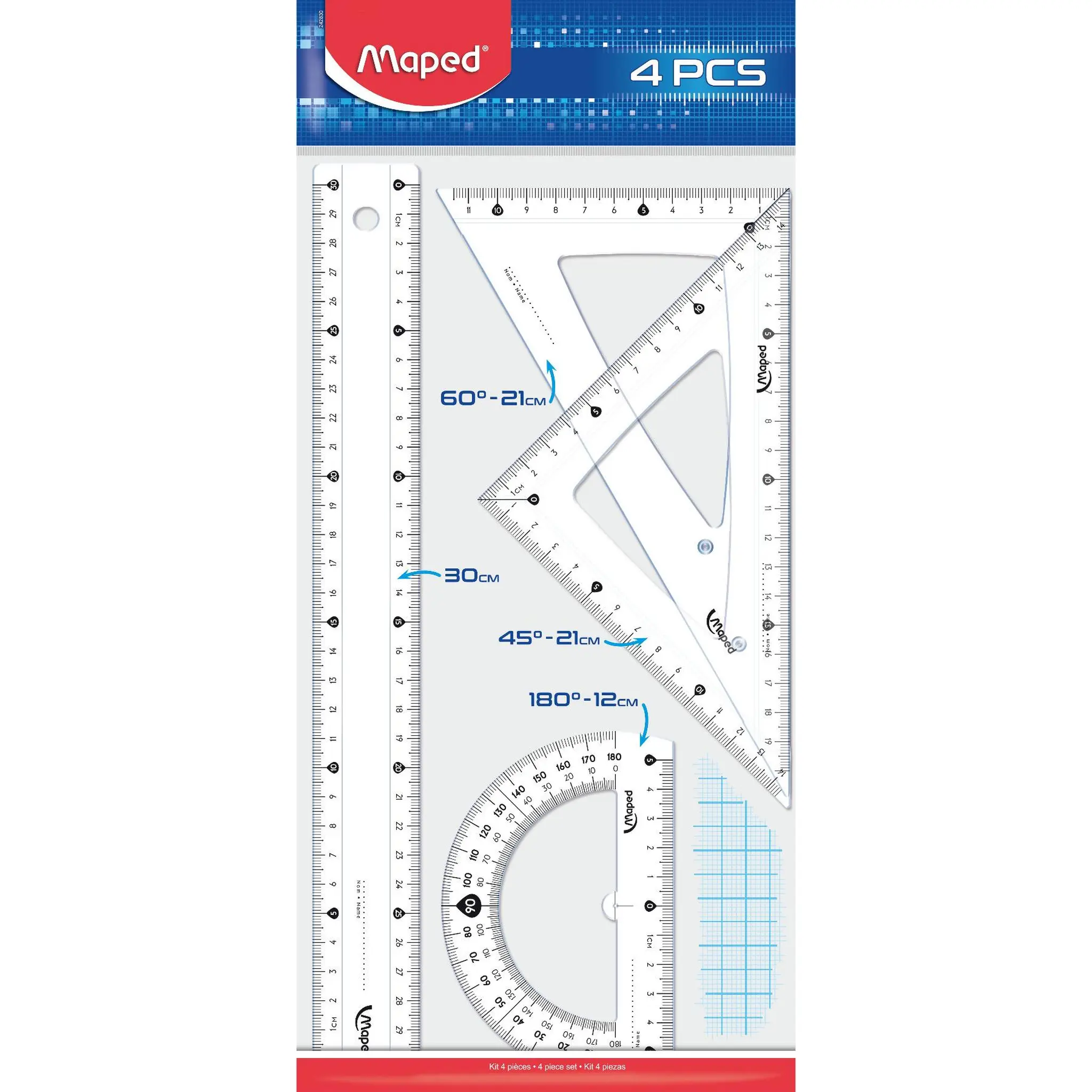 MAPED Set De Traçage 4 pièces 30cm