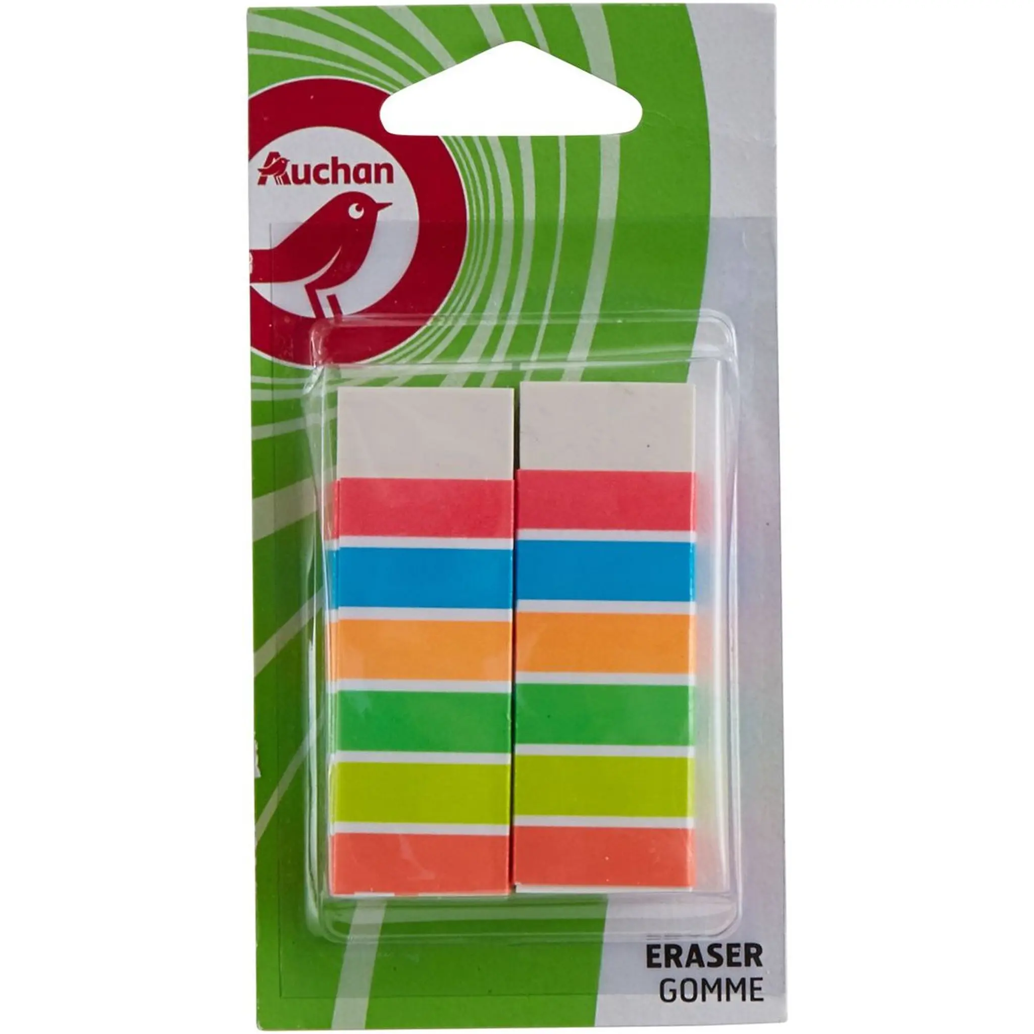 AUCHAN Gommes rectangulaires en plastiques