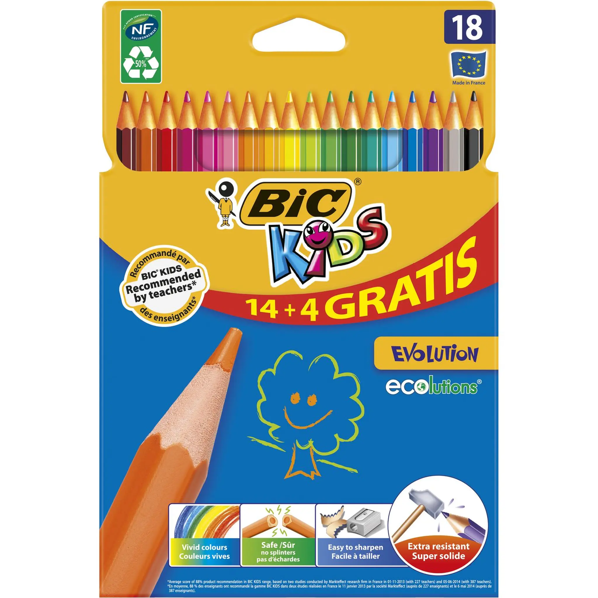 BIC Kids évolution étui de 18 crayons de couleur