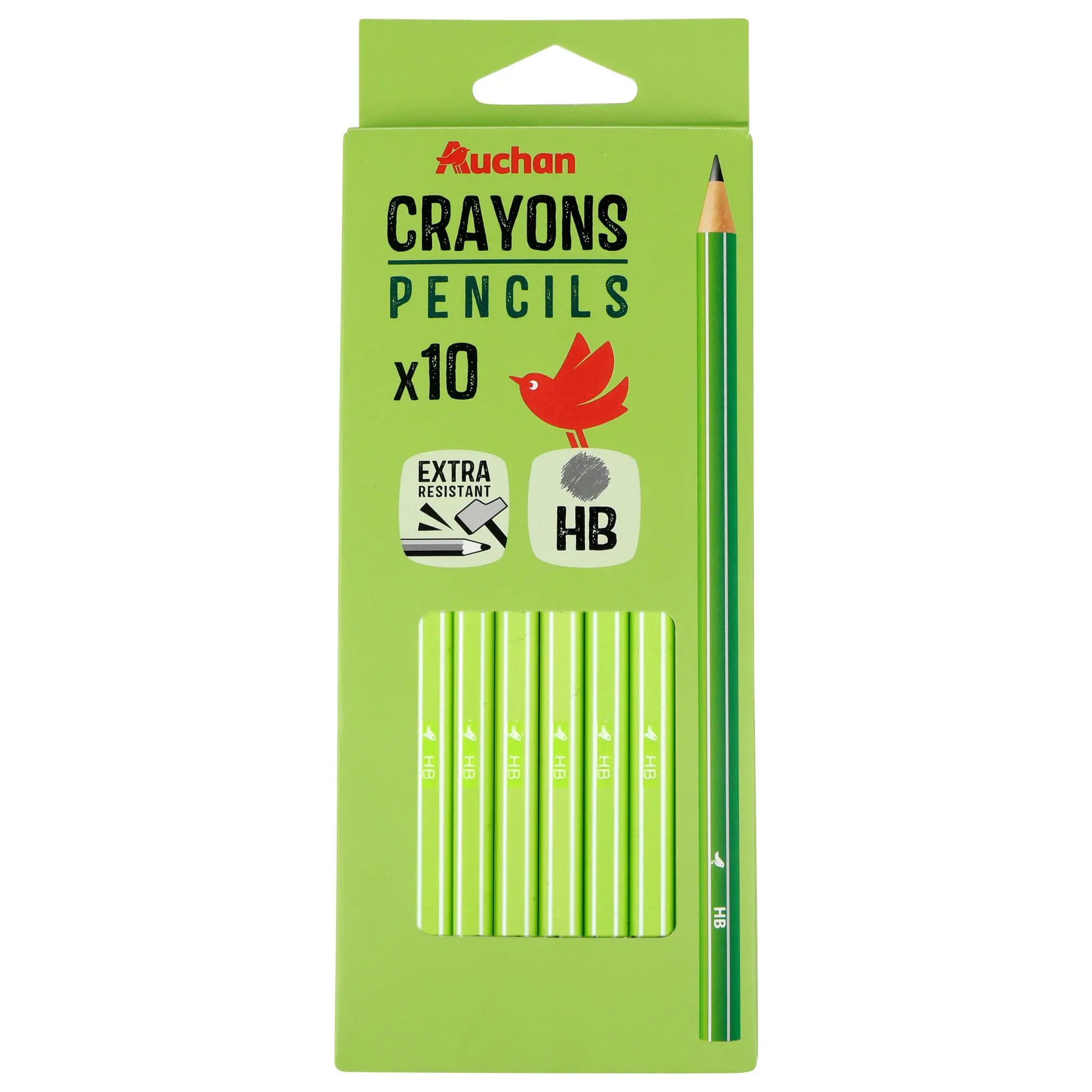 AUCHAN Lot de 10 Crayons Graphites HB - Plastique