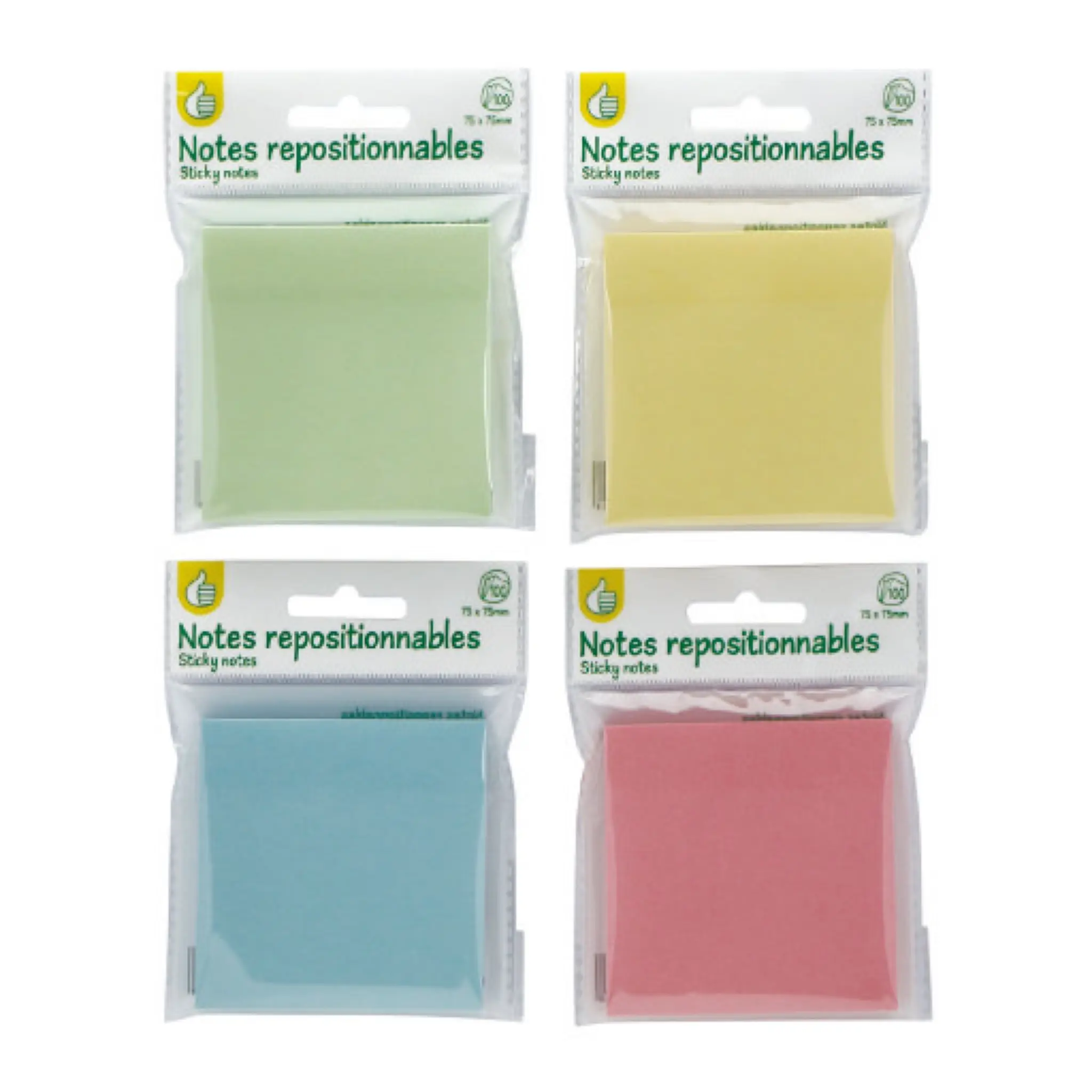 POUCE Bloc de 100 notes repositionnables 7.5cm x 7.5cm