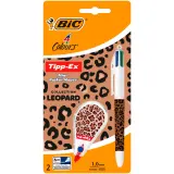 BIC Stylo 4 couleurs+Correcteur Tipp-Ex Mini Pocket Mouse Léopard