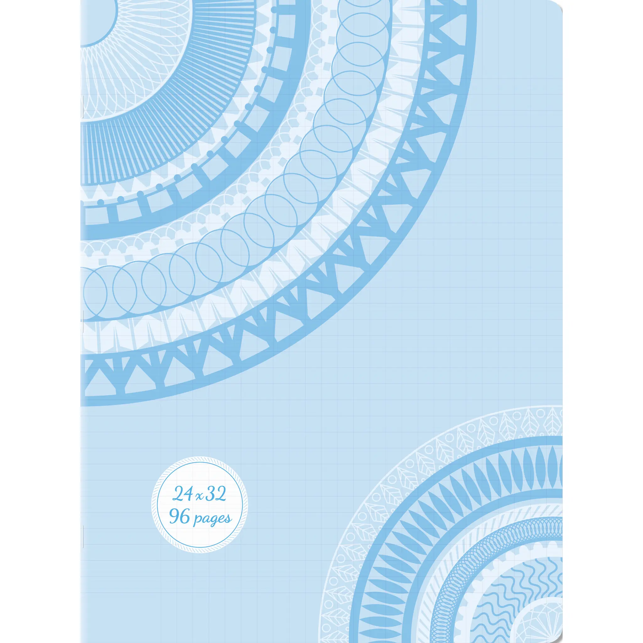 AUCHAN Cahier piqure design 96 pages seyes - 24x32 - 90g - Bleu