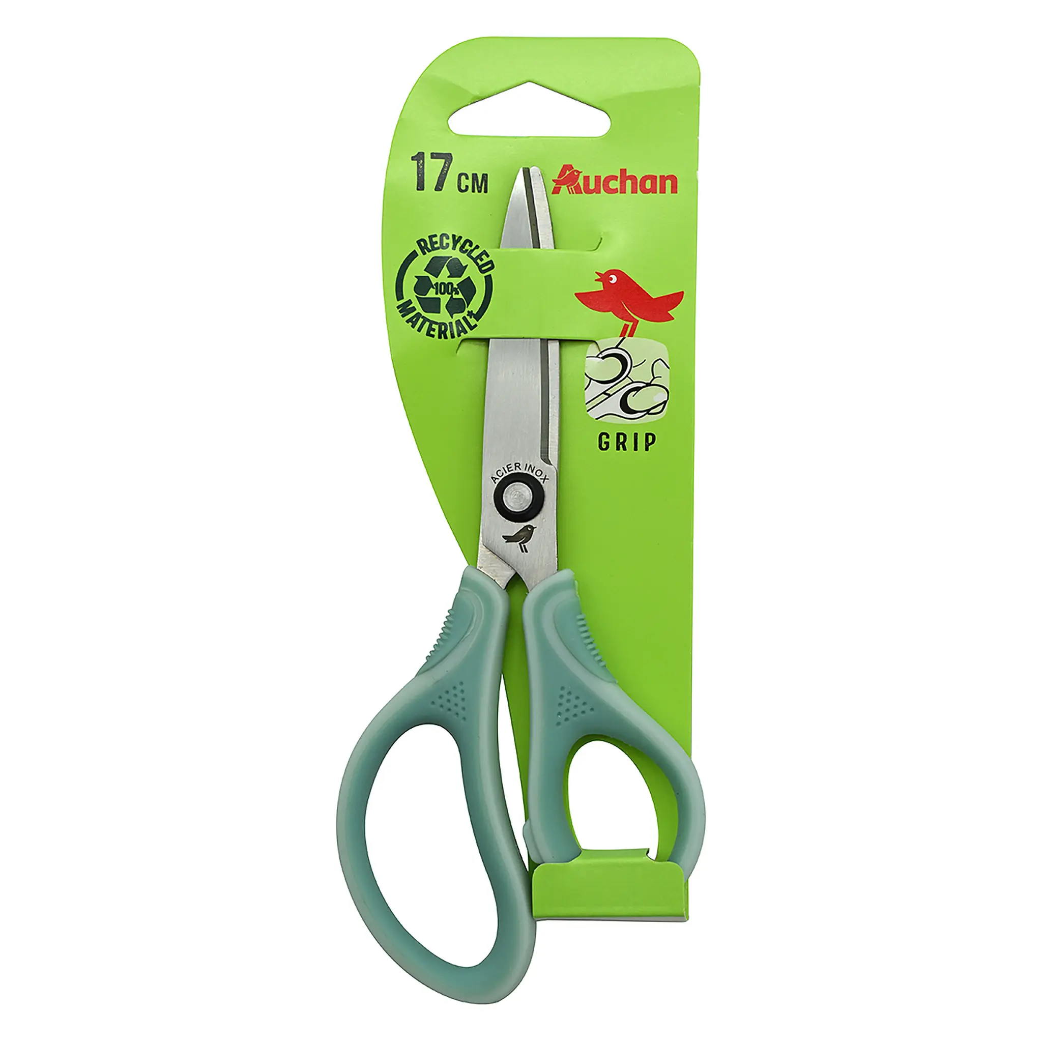 AUCHAN Paire de ciseaux bouts pointus 17cm droitier bi matière