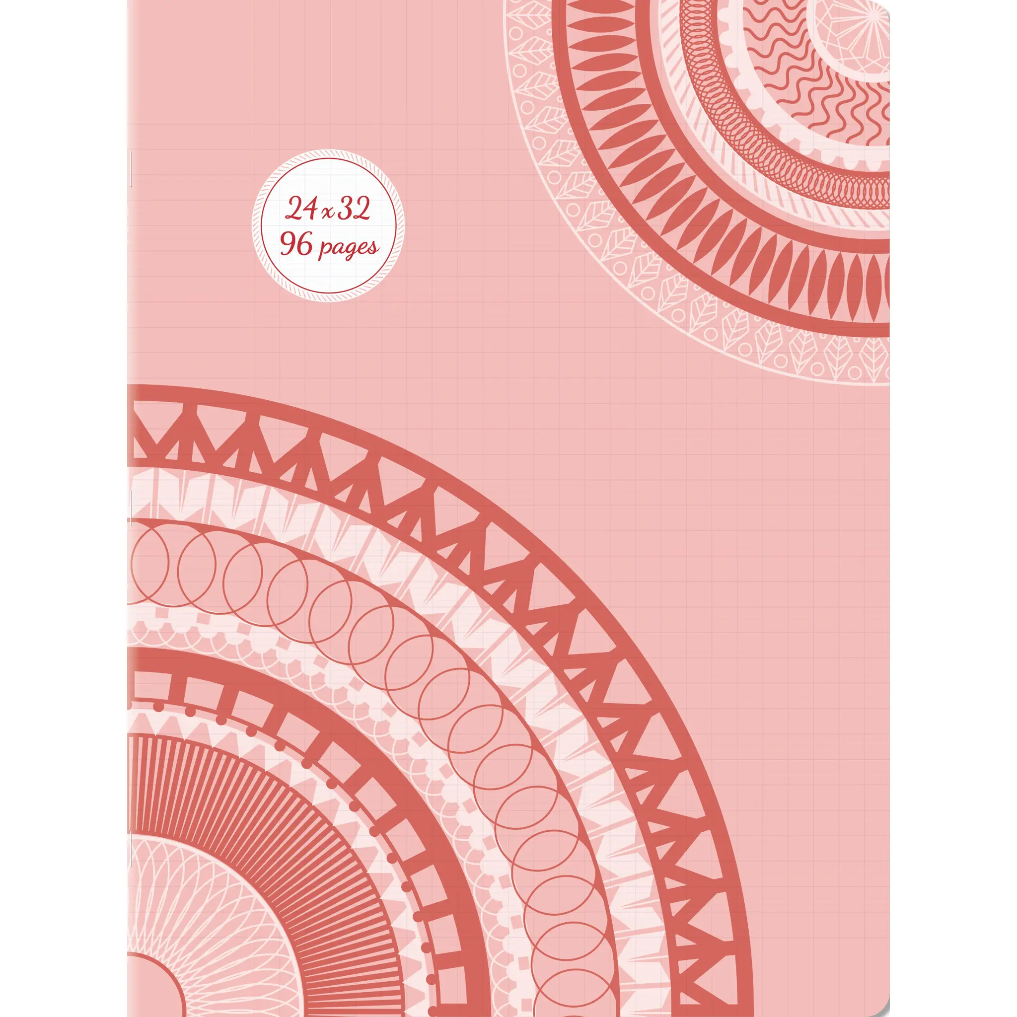 AUCHAN Cahier piqure design 96 pages seyes - 24x32 - 90g - Rouge