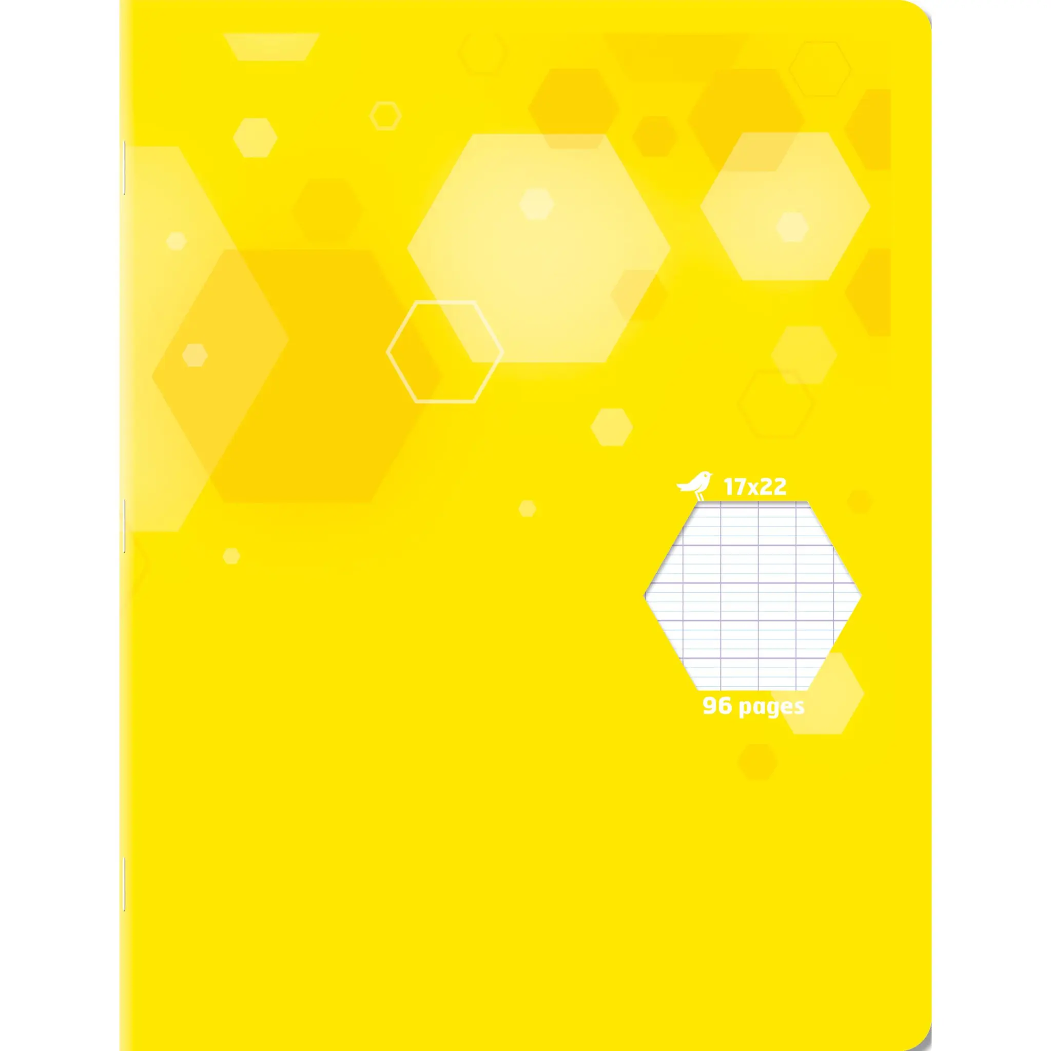 AUCHAN Cahier piqure polypro 96 pages 90g 17x22cm Seyes - Jaune