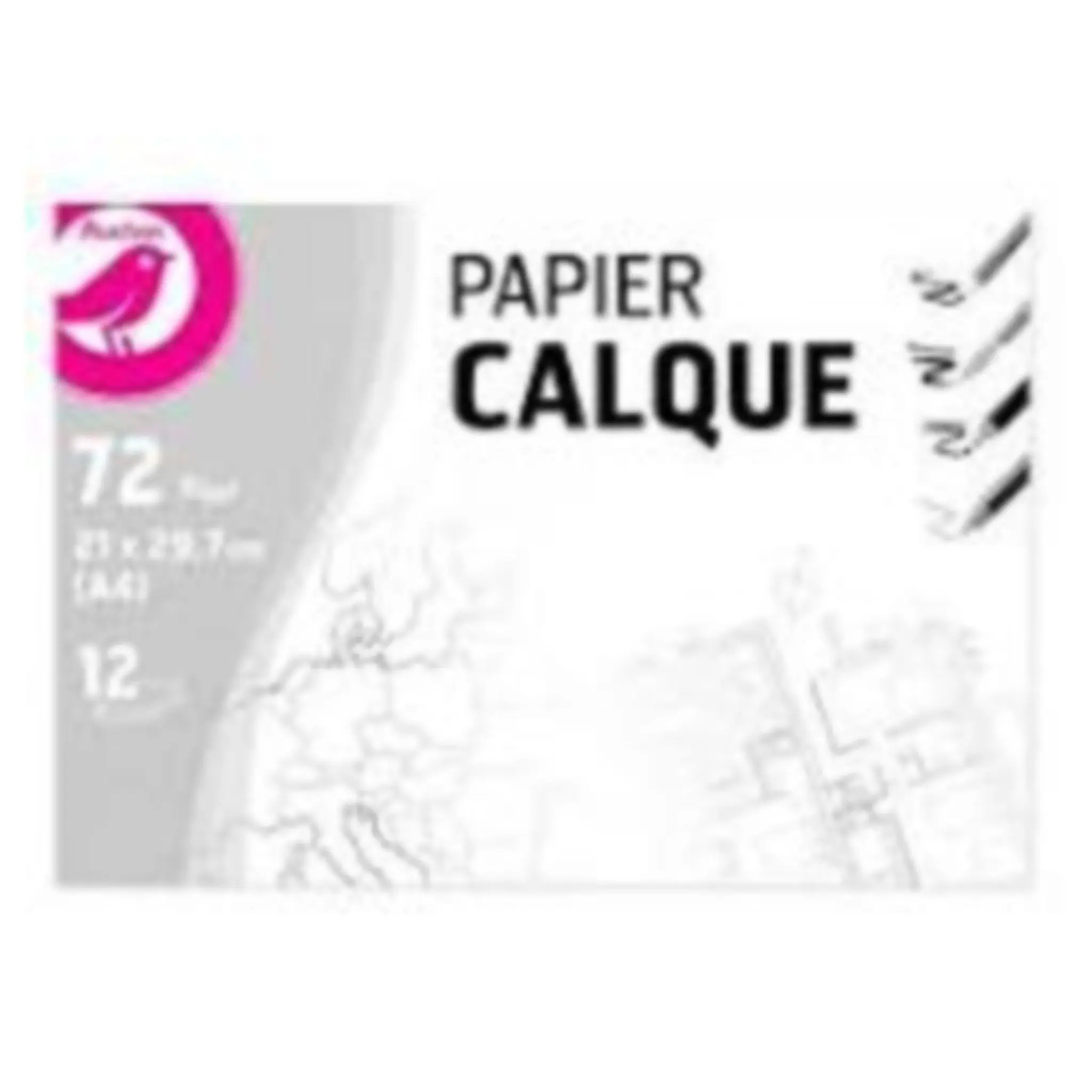 AUCHAN Pochette papier calque 12 feuilles A4