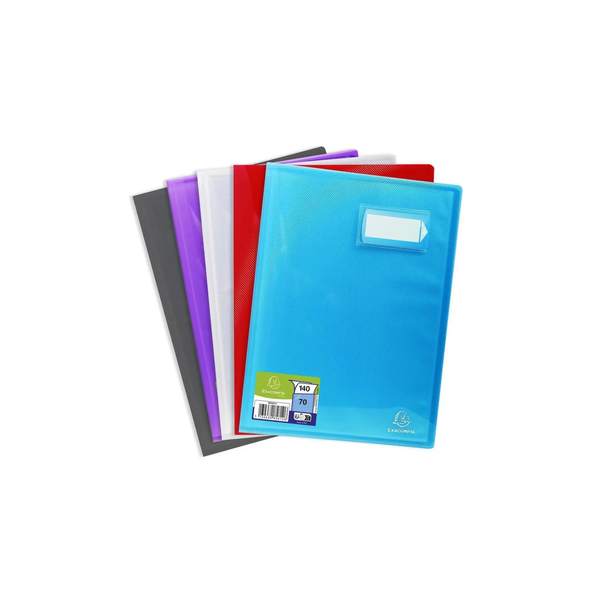 EXACOMPTA Porte-documents transparents colorés, 140 vues, format 21x29,7 cm