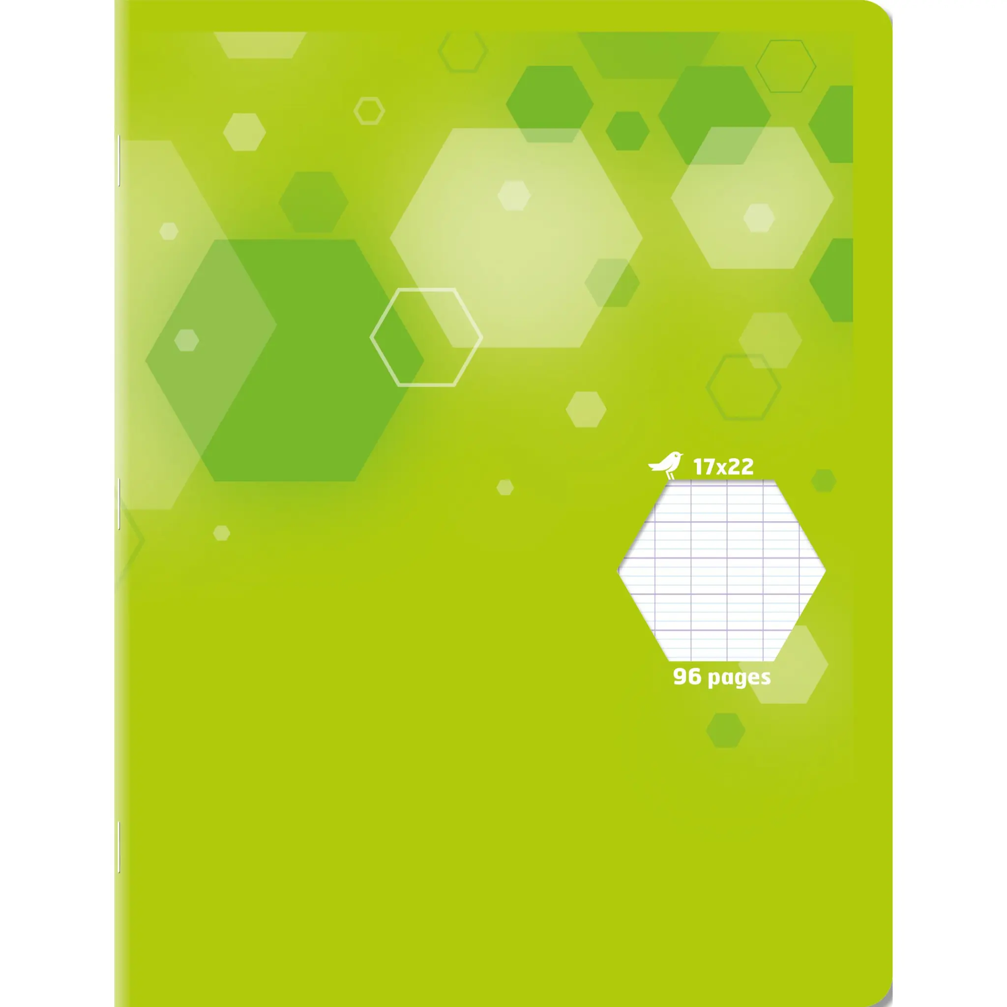 AUCHAN Cahier piqure polypro 96 pages 90g 17x22cm Seyes - Vert
