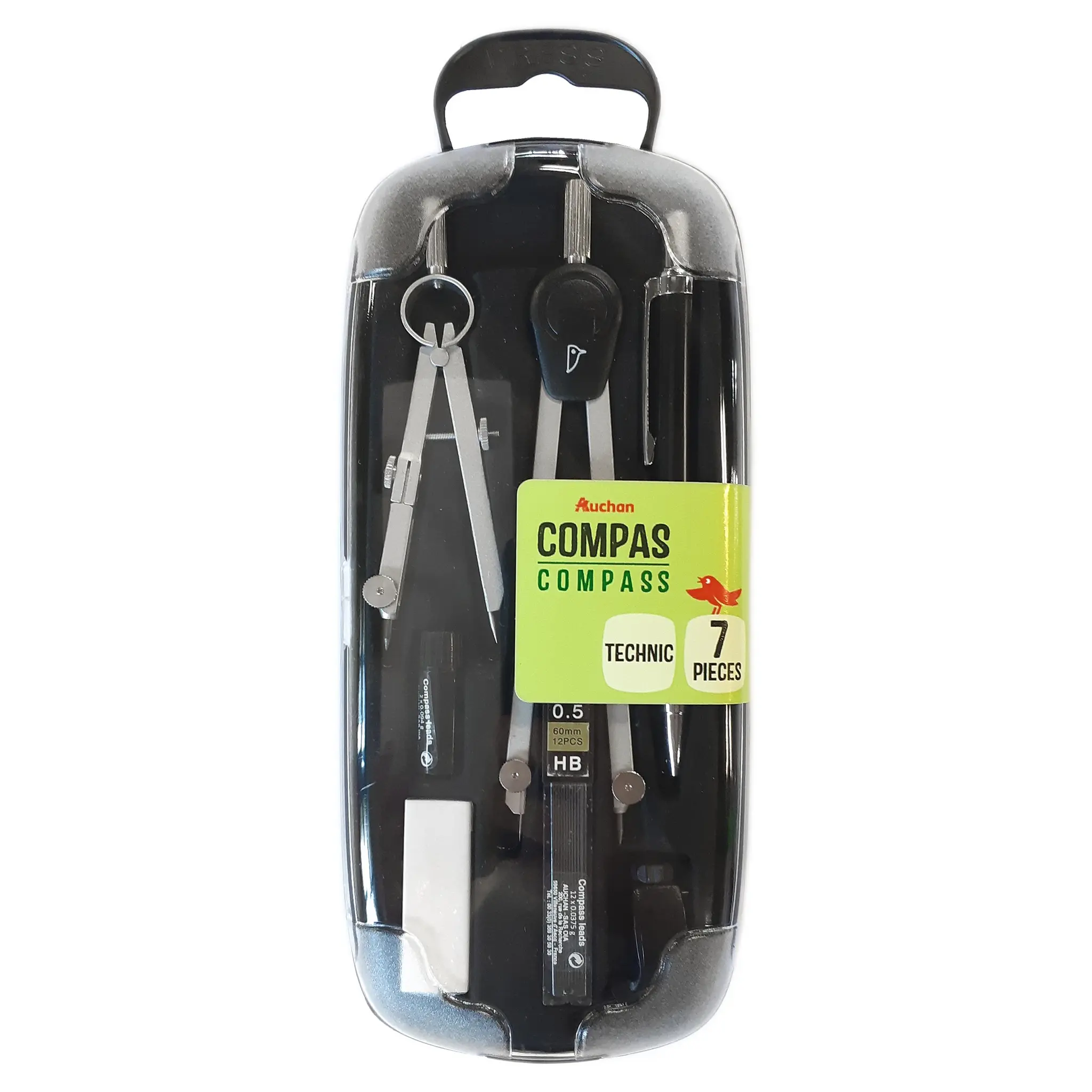 AUCHAN Coffret compas à mine métal + mini balustre + 5 accessoires TECHNIC noir