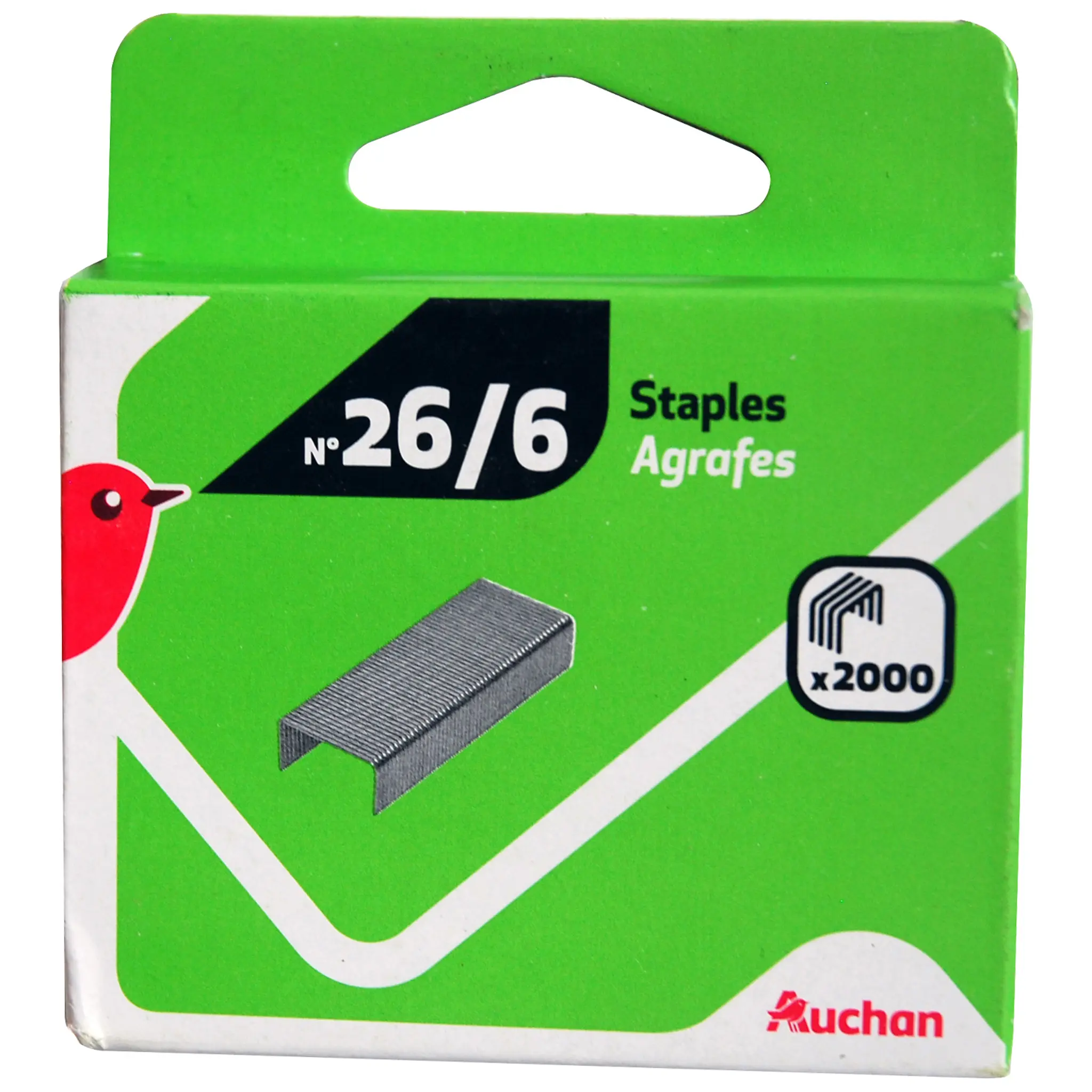 AUCHAN Boîte de 2000 agrafes n°26/6