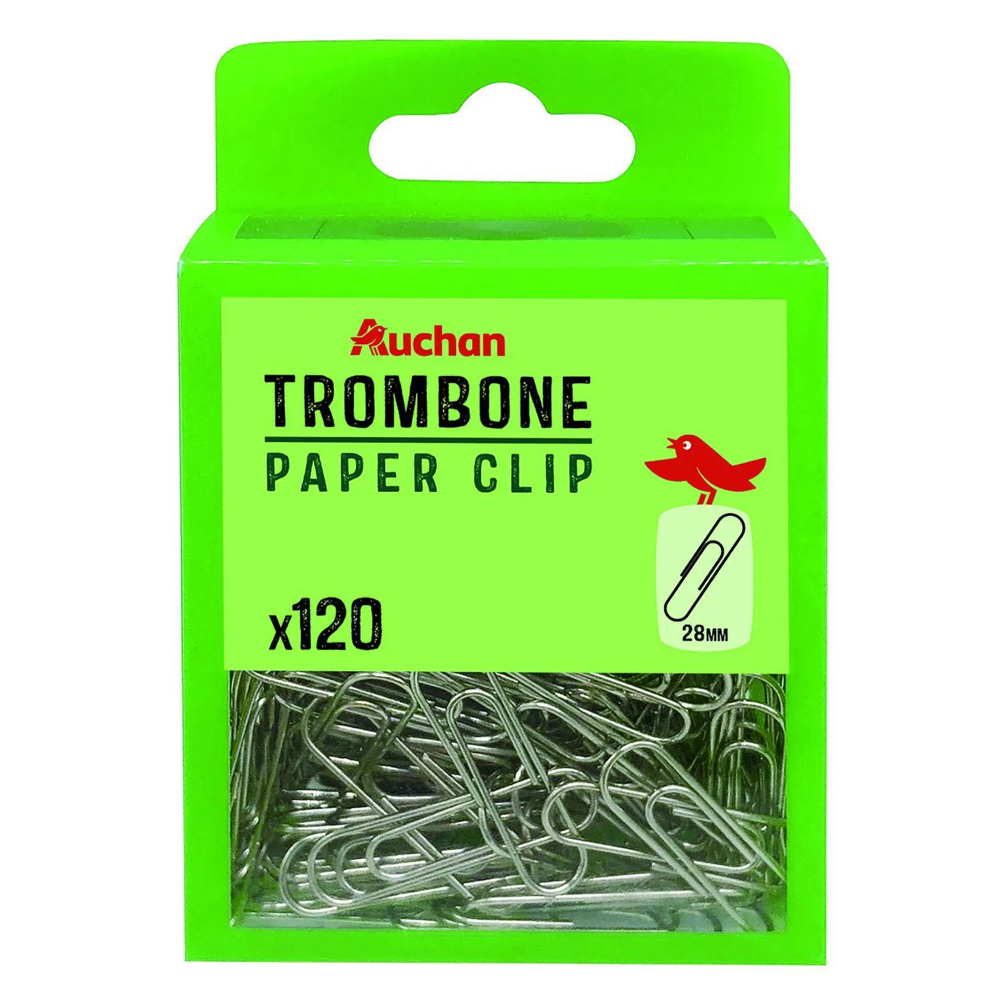 AUCHAN Boîte de 120 trombones nickelés