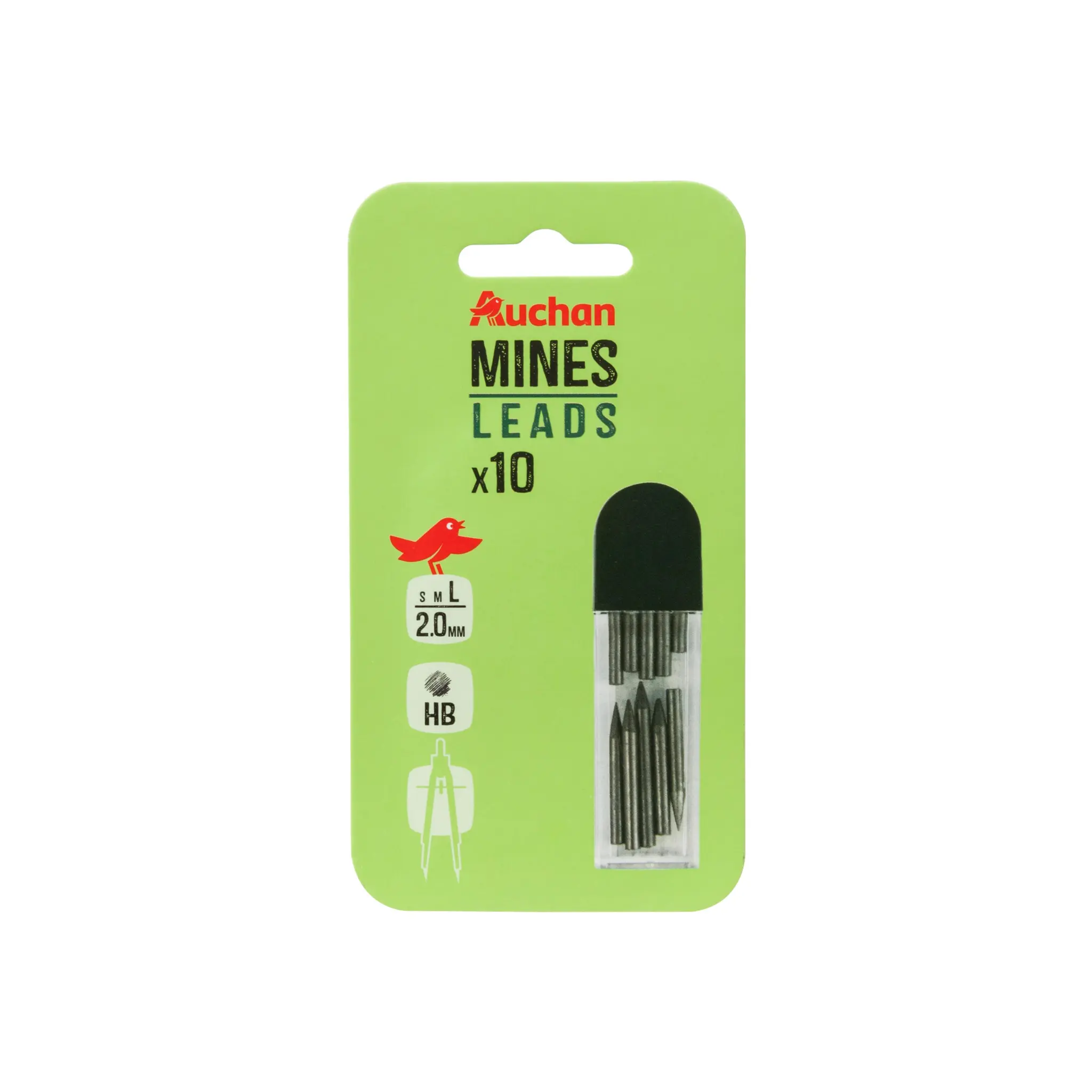 AUCHAN Lot de 10 mines HB pour Compas