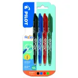PILOT Lot de 4 stylos rollers frixion ball encre effaçable pointe moyenne 0,7mm coloris assortis