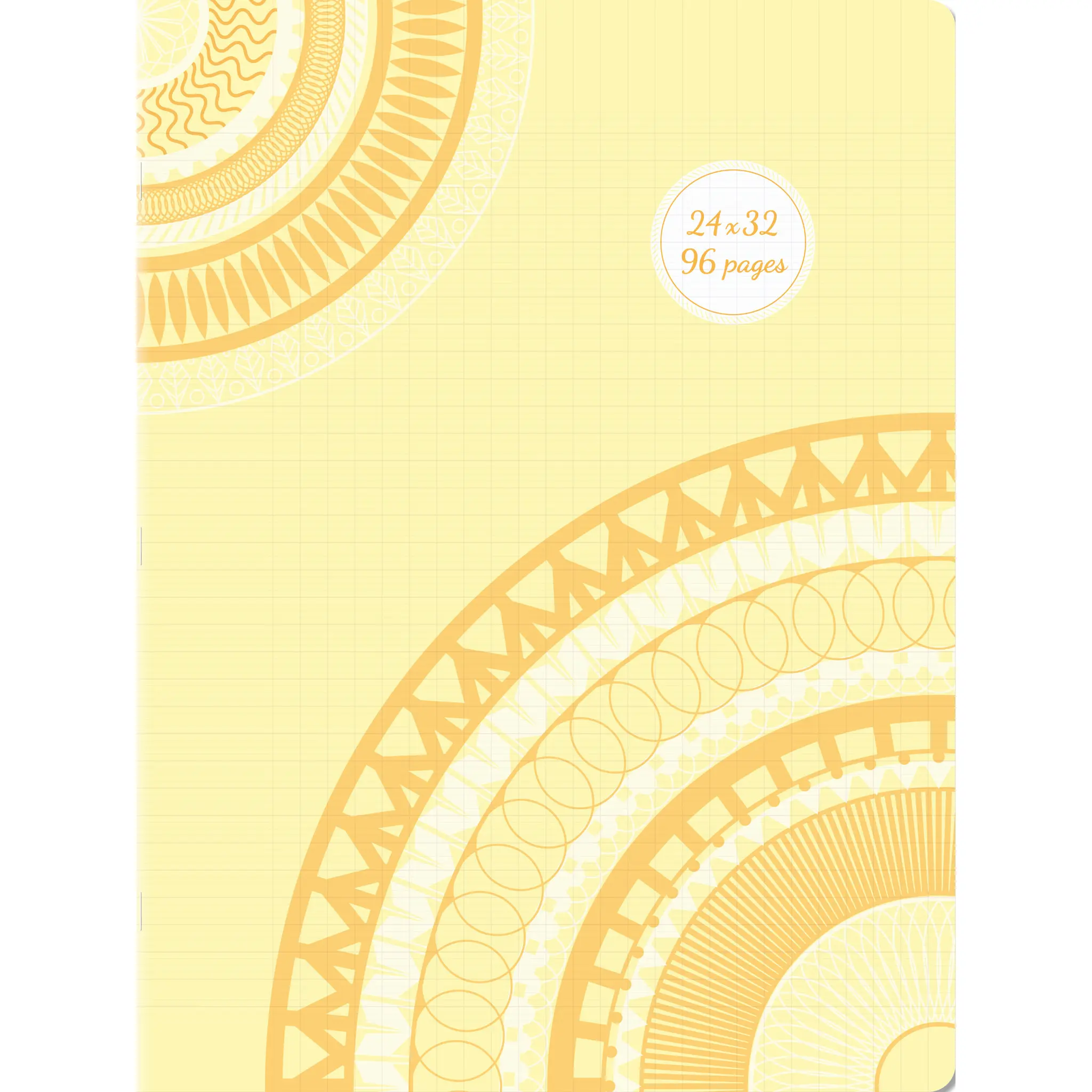 AUCHAN Cahier piqure design 96 pages seyes - 24x32 - 90g - Jaune