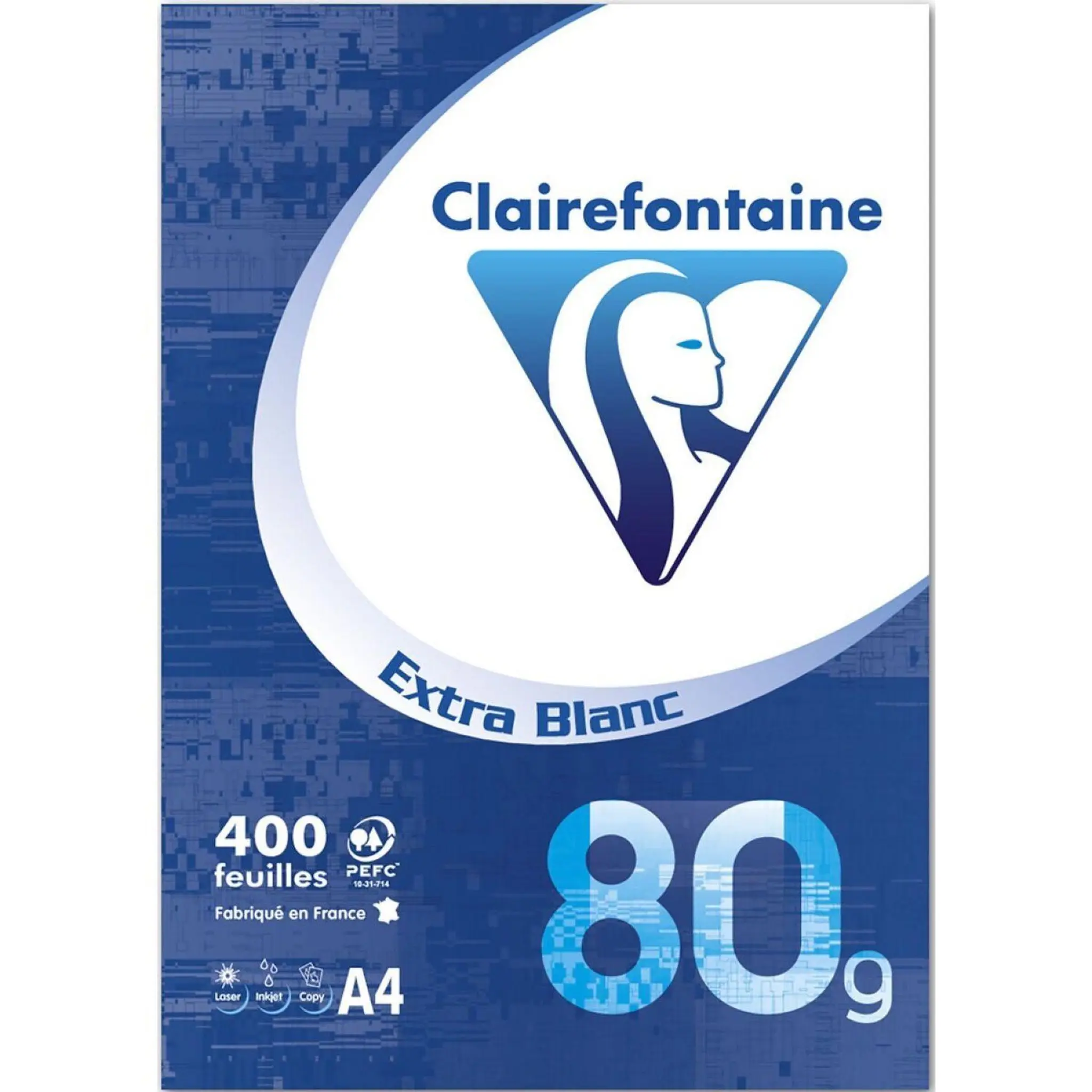 CLAIREFONTAINE Ramette extra blanc 210x297 400 feuilles papier p.e.f.c. 80g sous emballage transparent