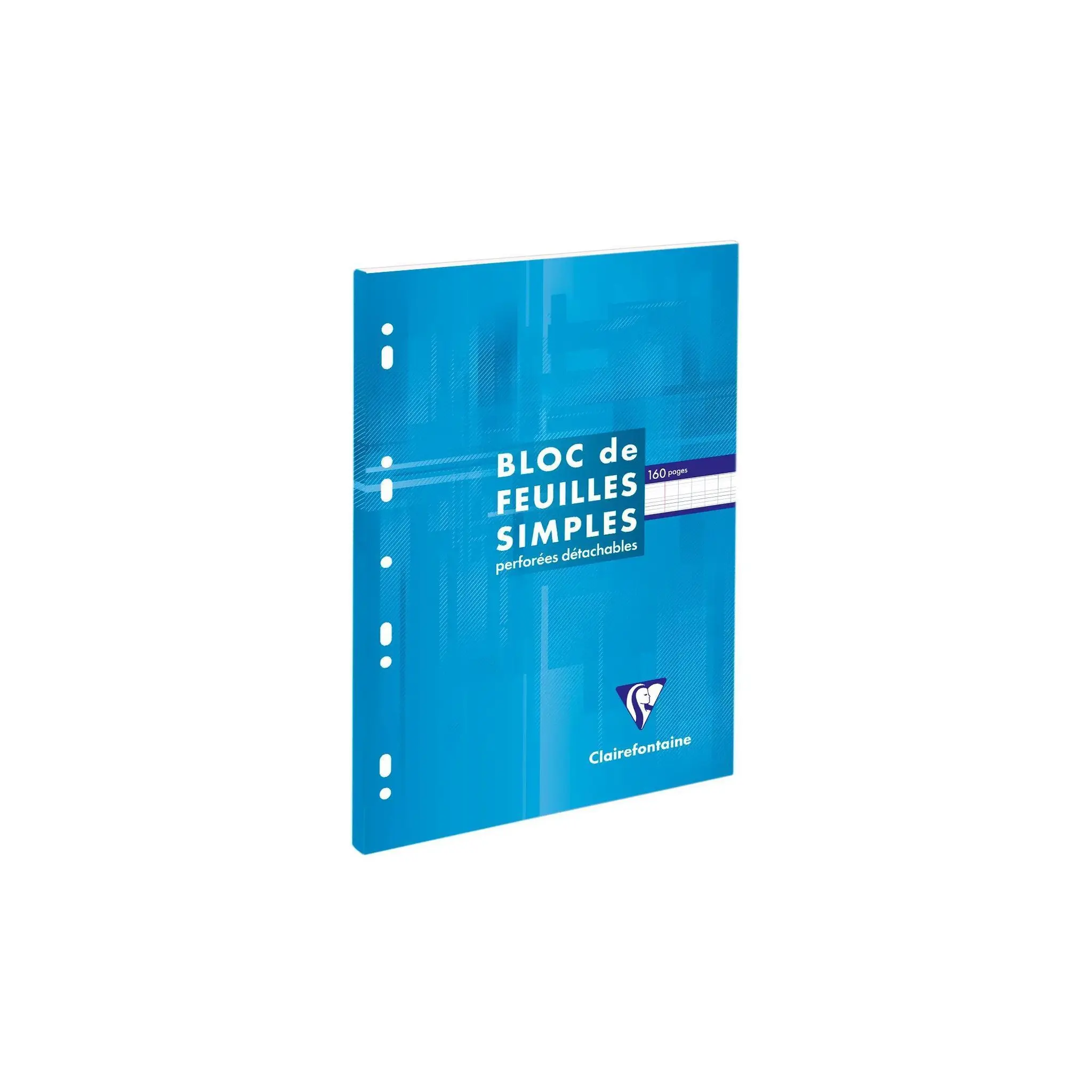 CLAIREFONTAINE Bloc de feuilles simples grands carreaux, perforées détachables, 160 pages, format A4