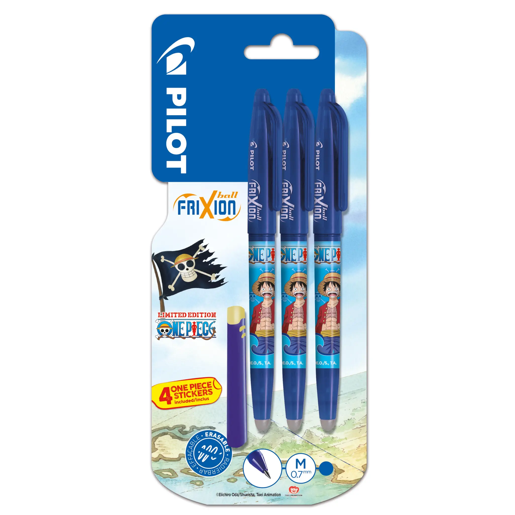 PILOT Stylos Frixion Ball pointe moyenne x3 + gomme - One piece