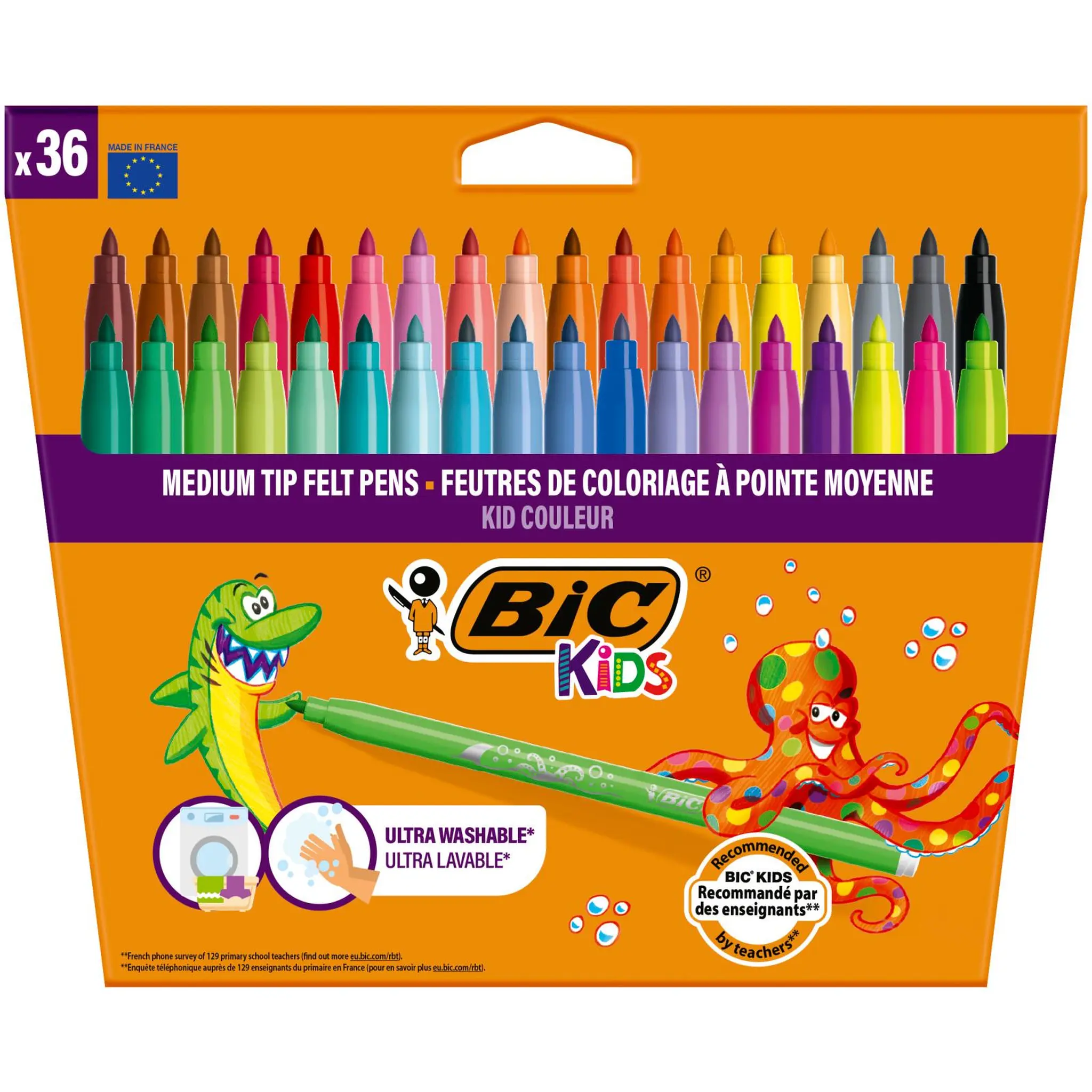 BIC Feutres x36 Kid Couleur Pointe moyenne