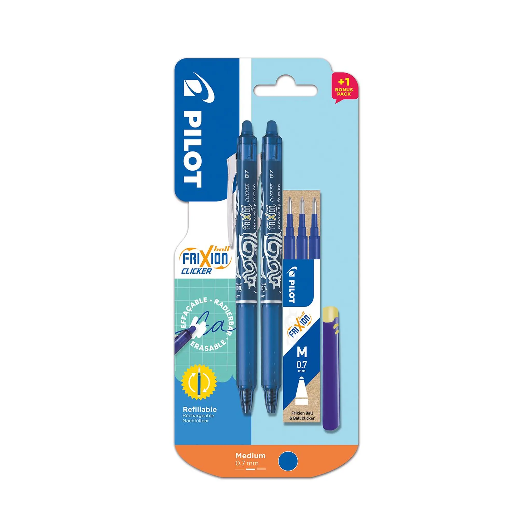 PILOT Stylos Frixion Clicker x2 + recharges x3 + gomme Frixion