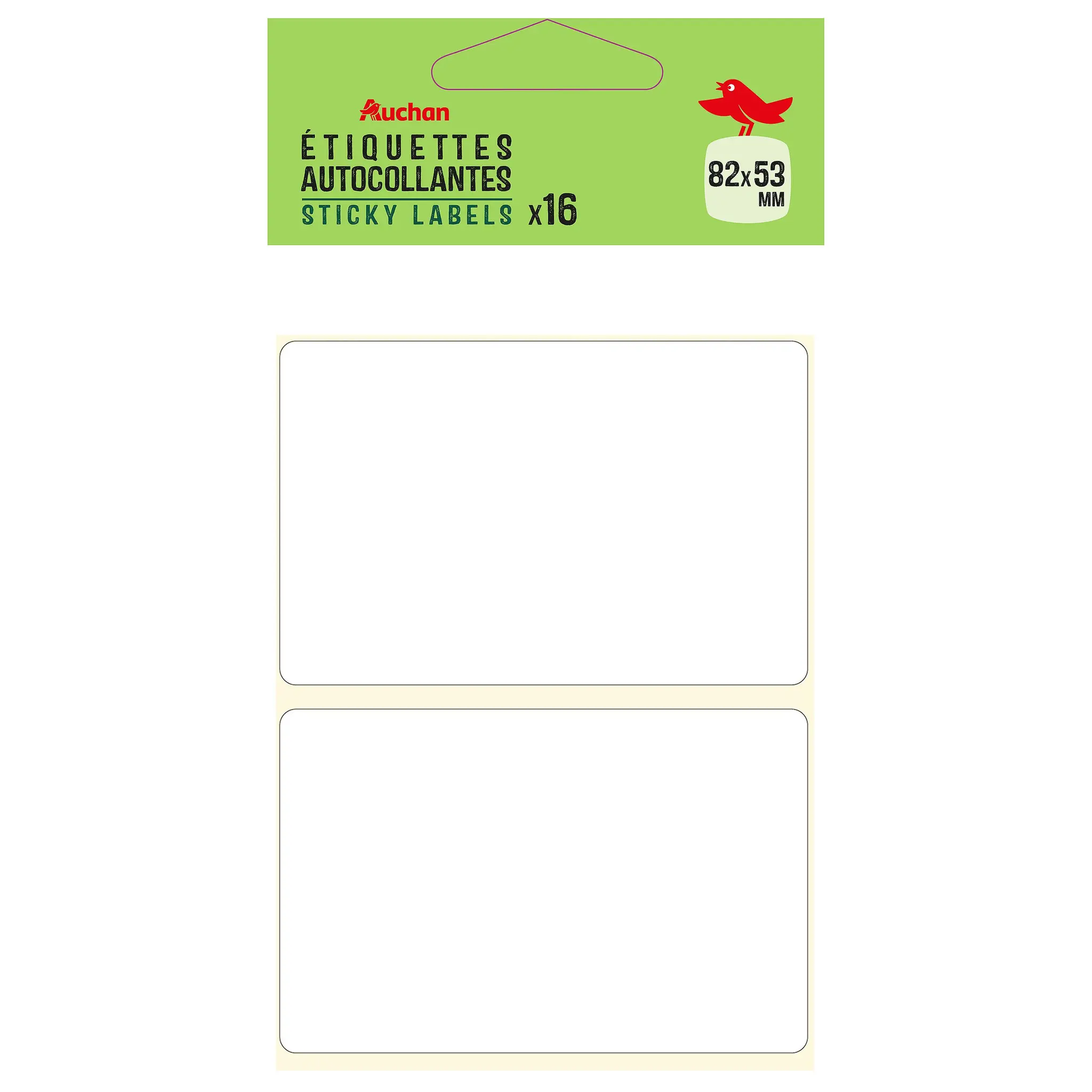 AUCHAN Étiquettes Blanches 85x53mm x16