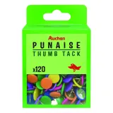AUCHAN Boite de 120 punaises couleurs