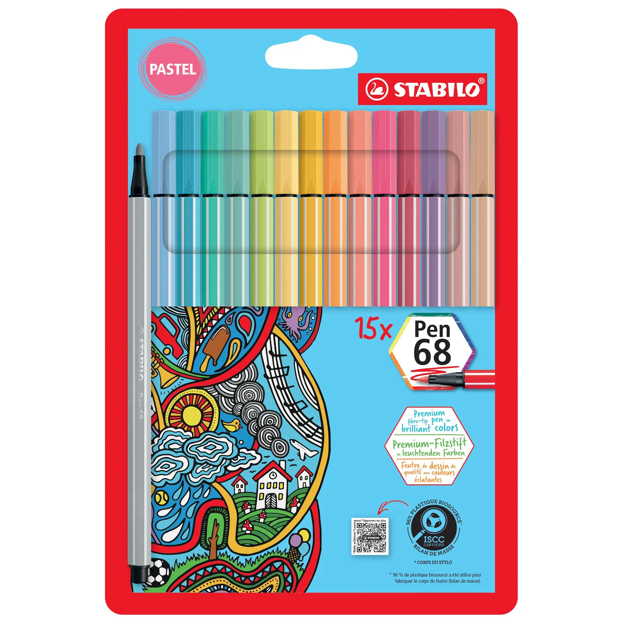 STABILO Feutres x15 PEN 68 Pastel Love Pointe 1mm
