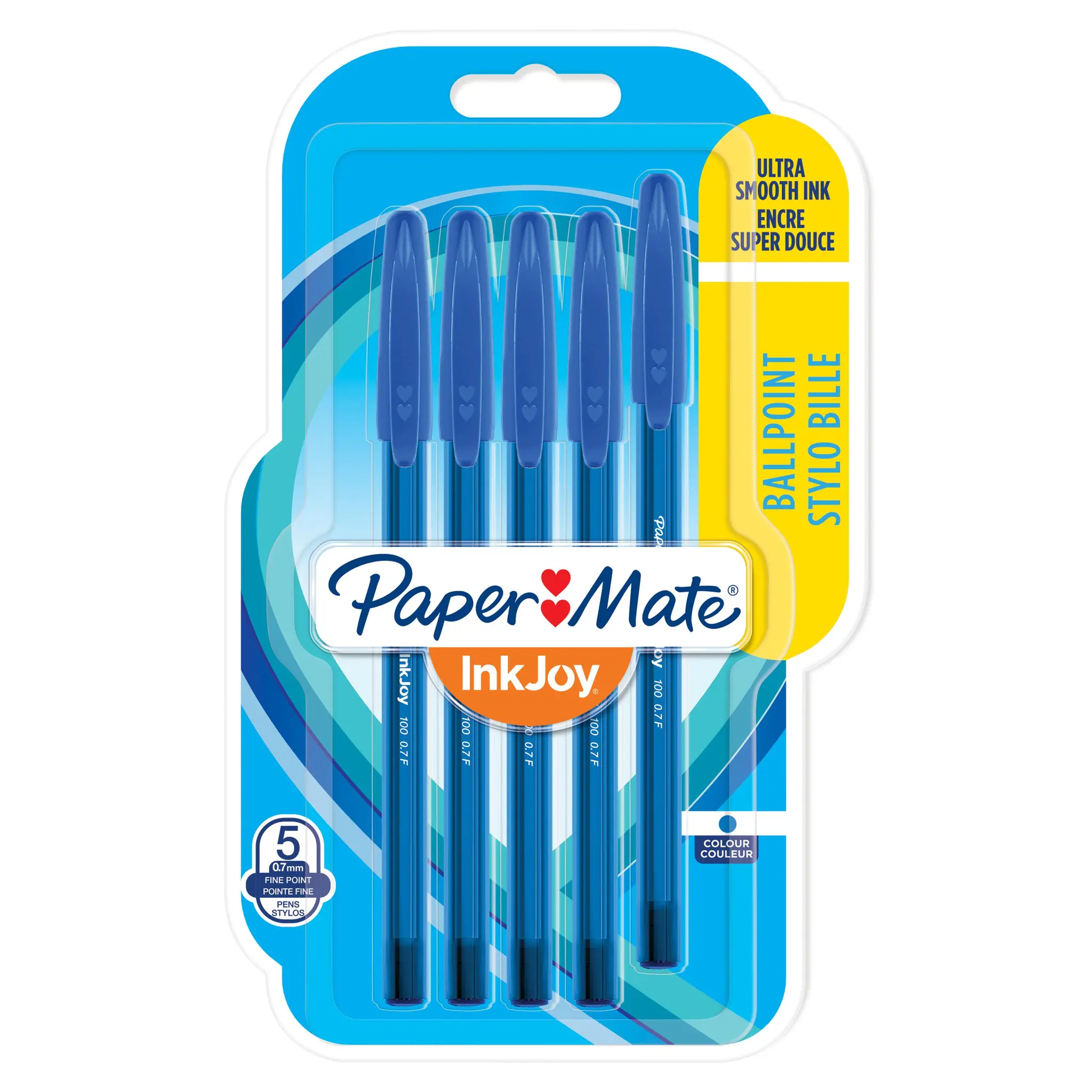 Lot de 5 stylos Inkjoy couleur bleu 0.7mm PaperMate