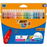 BIC Feutres de coloriage x18 Kid Couleurs Pointe Moyenne