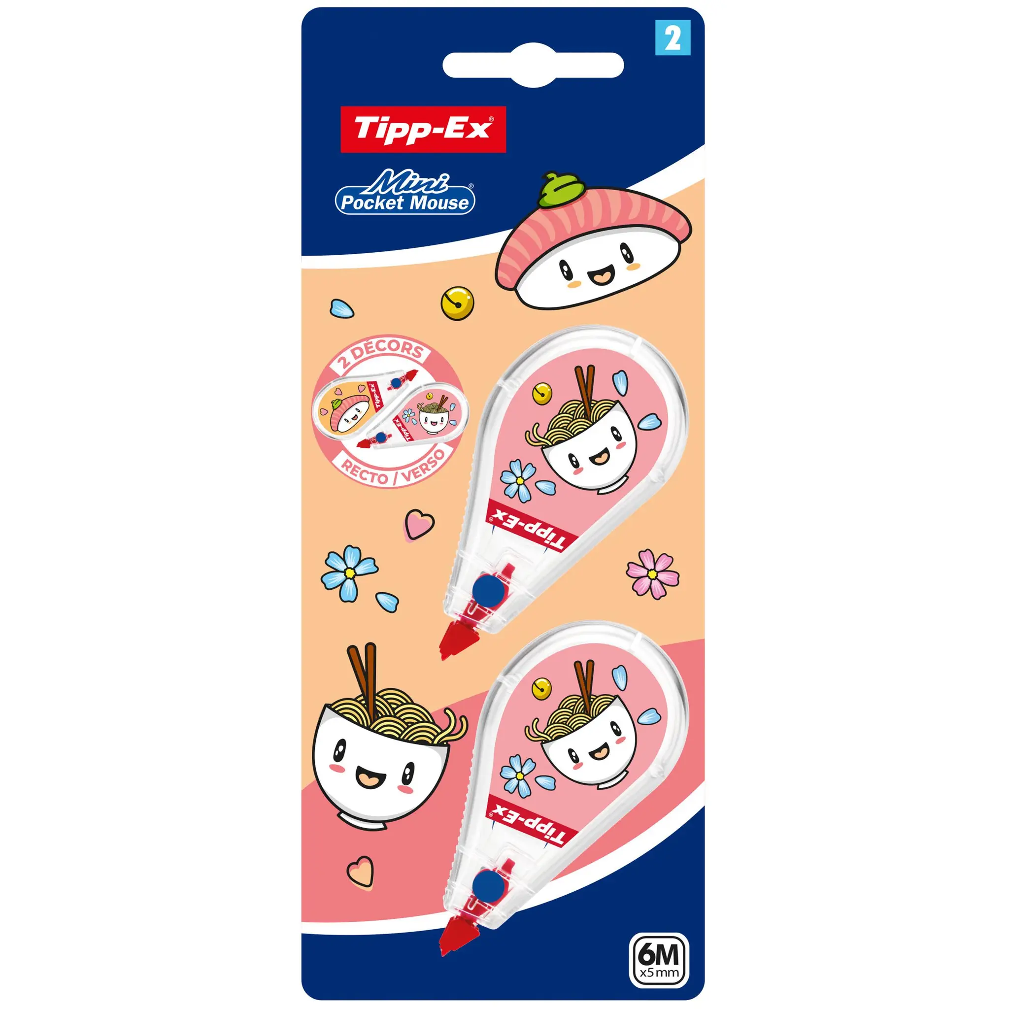 BIC Lot de 2 correcteurs Mini Pocket Mouse Kawai