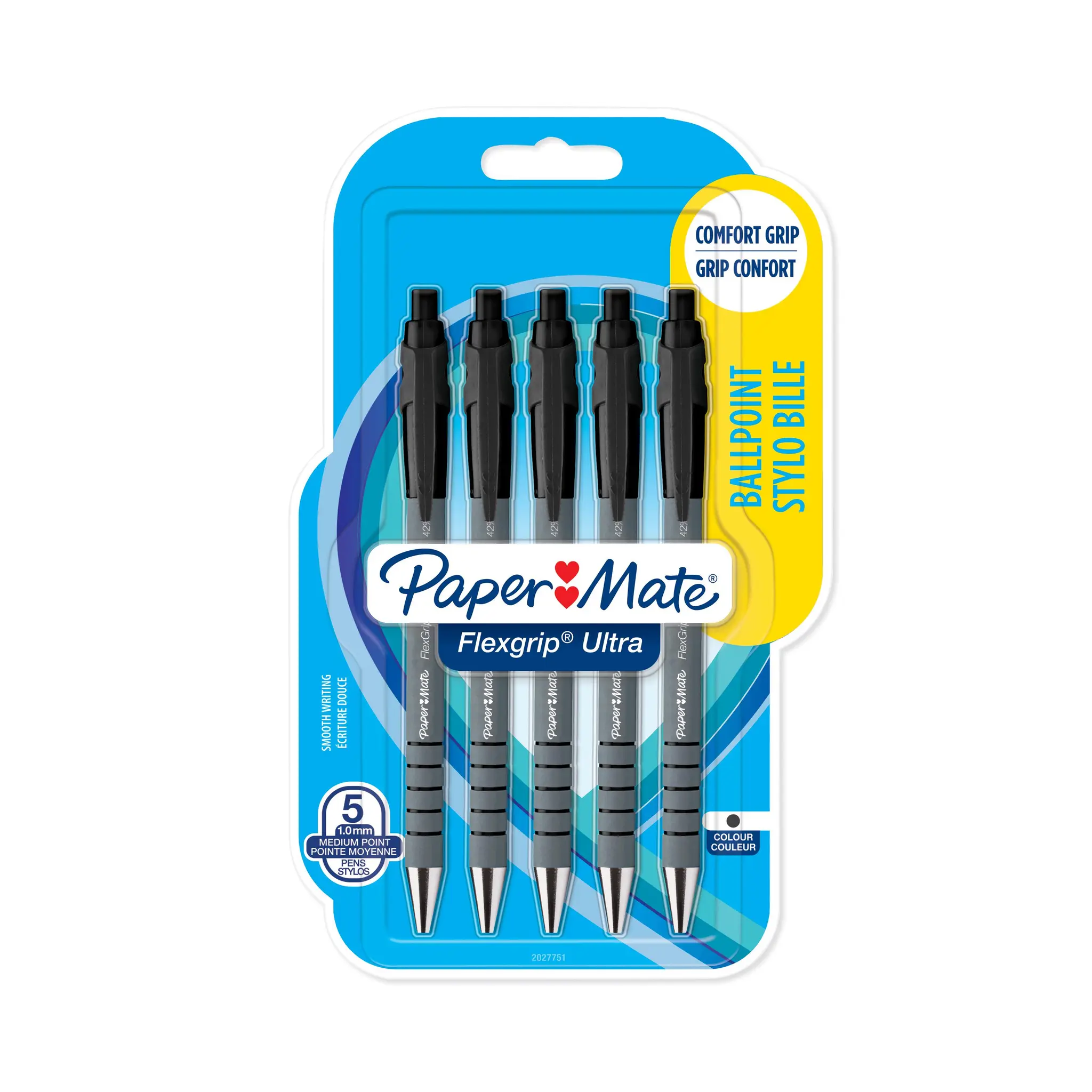 Stylos x5 rétractables Flex Grip Ultra - Noir