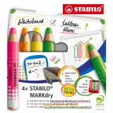 STABILO Lot de 4 Stabilo Markdry couleurs néon pour tableau blanc
