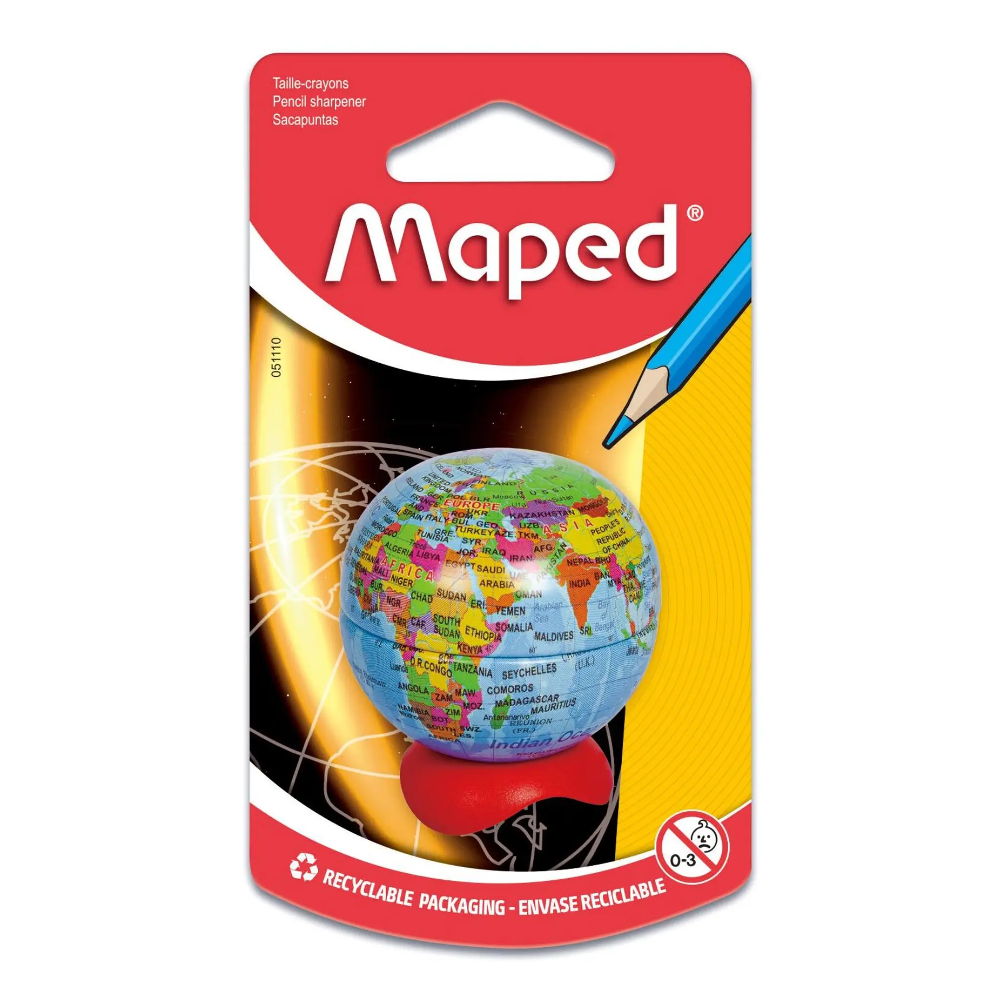 MAPED Taille-crayon 1 trou avec réservoir Globe