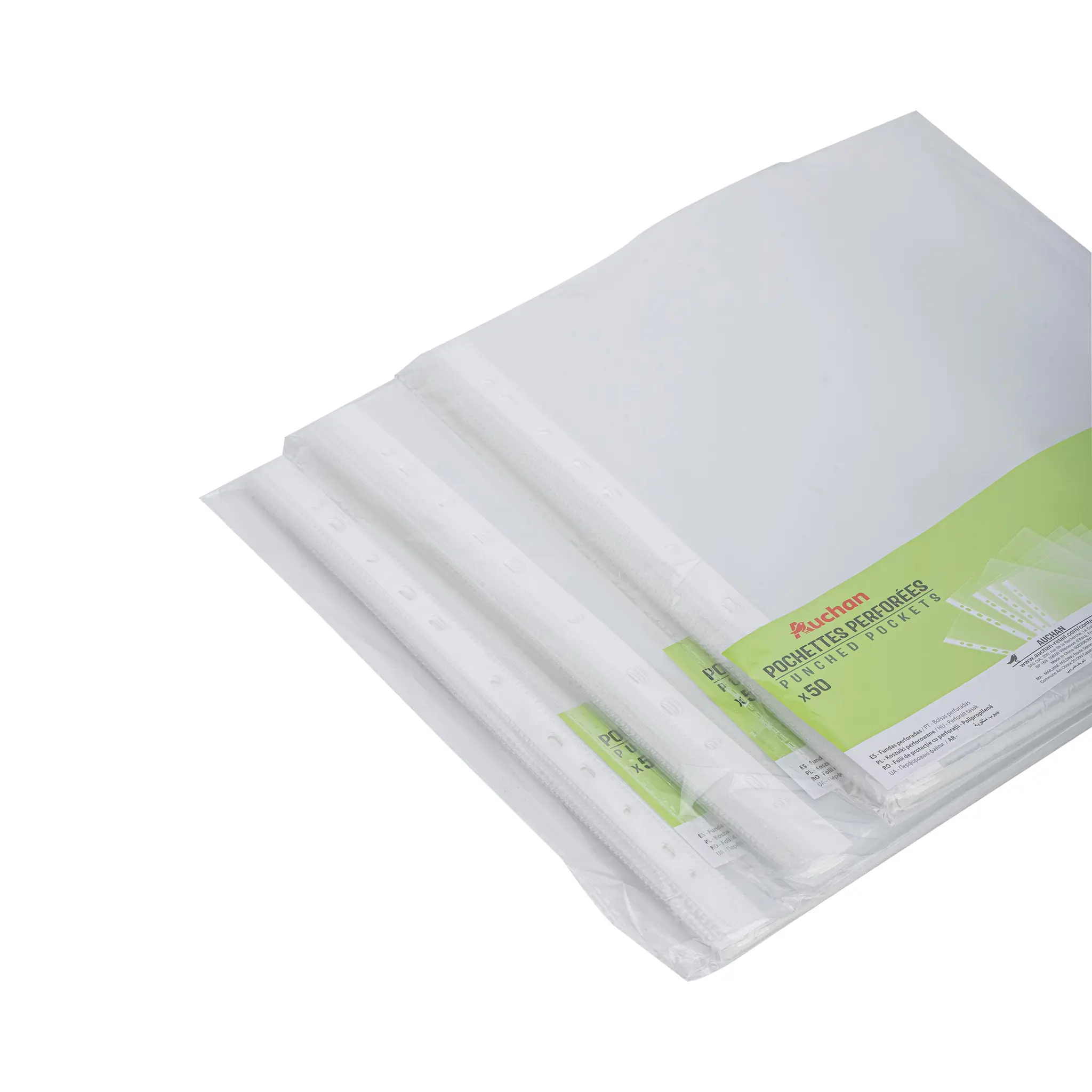 AUCHAN Pochettes 3x50 pièces perforées