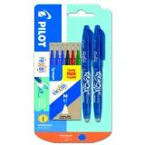 PILOT Stylos Frixion Ball Bleu x2 + 1 étui de 6 recharges Noir / Rouge / Vert / Bleu